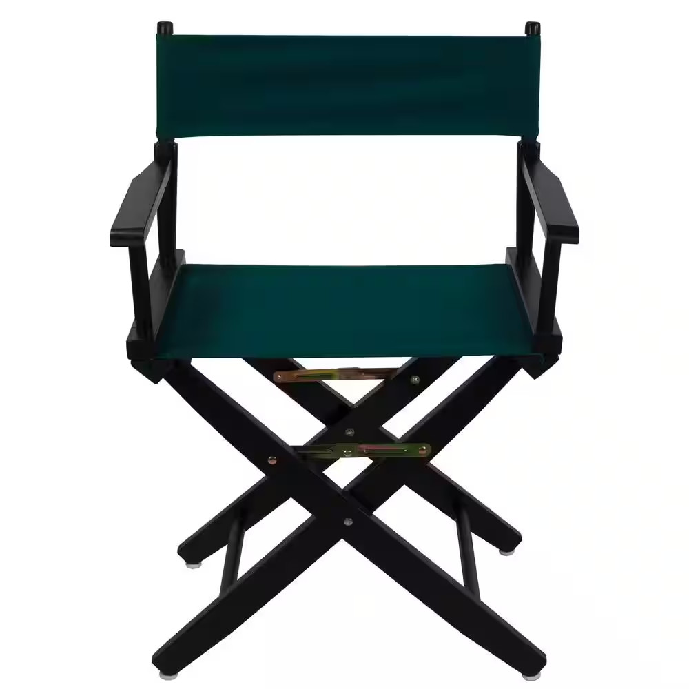 18 In. Extra-Wide Black Wood Frame/Hunter Green Canvas Seat Folding Directors Ch