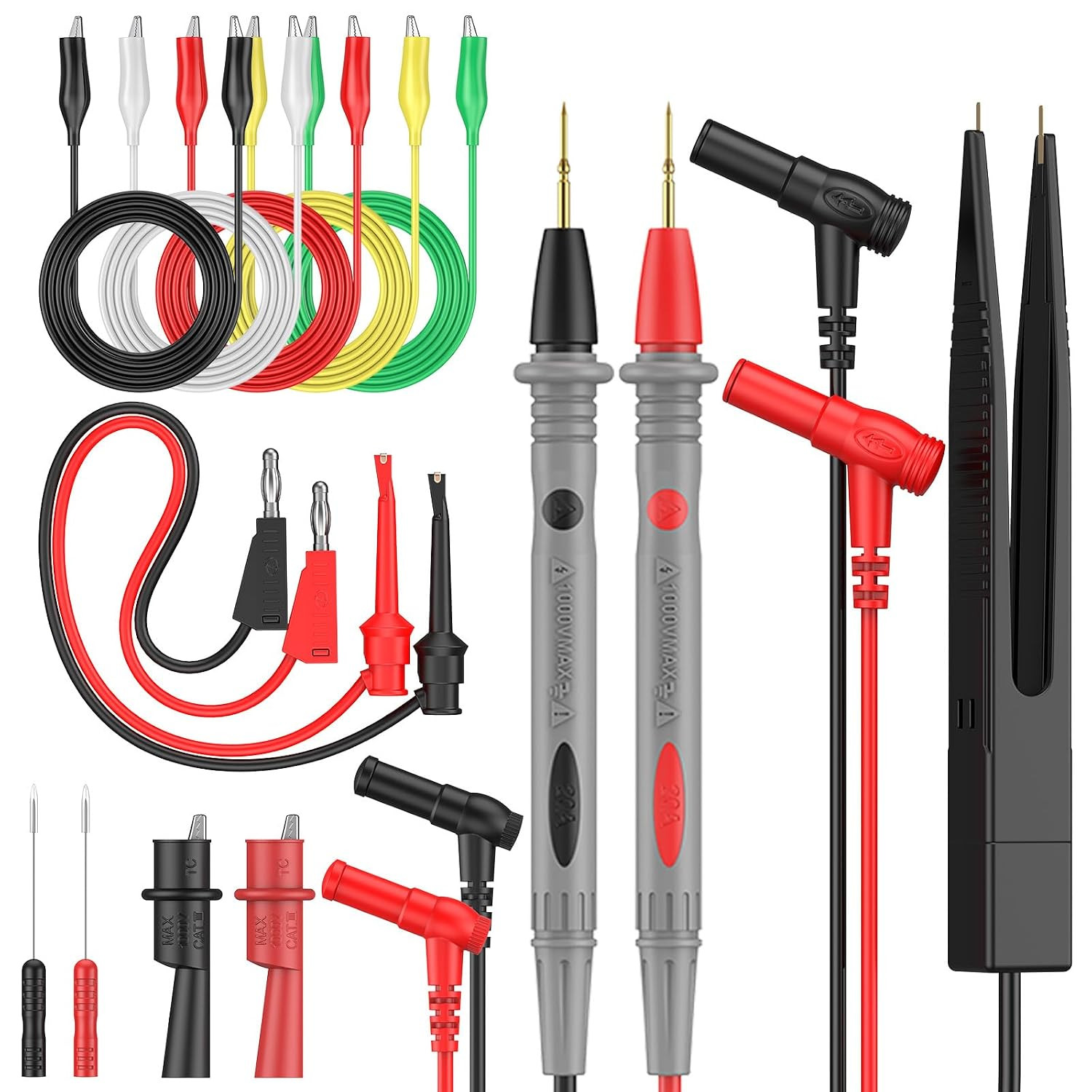 14 Pcs Multimeter Test Leads, Multimeter Leads Kit with Back Probes, IC Hook Cli