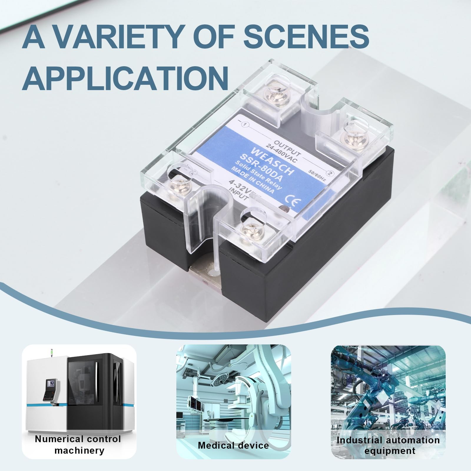 2 PCS SSR80DA Single Phase Solid State Relay DC To AC 432VDC To 24480VAC