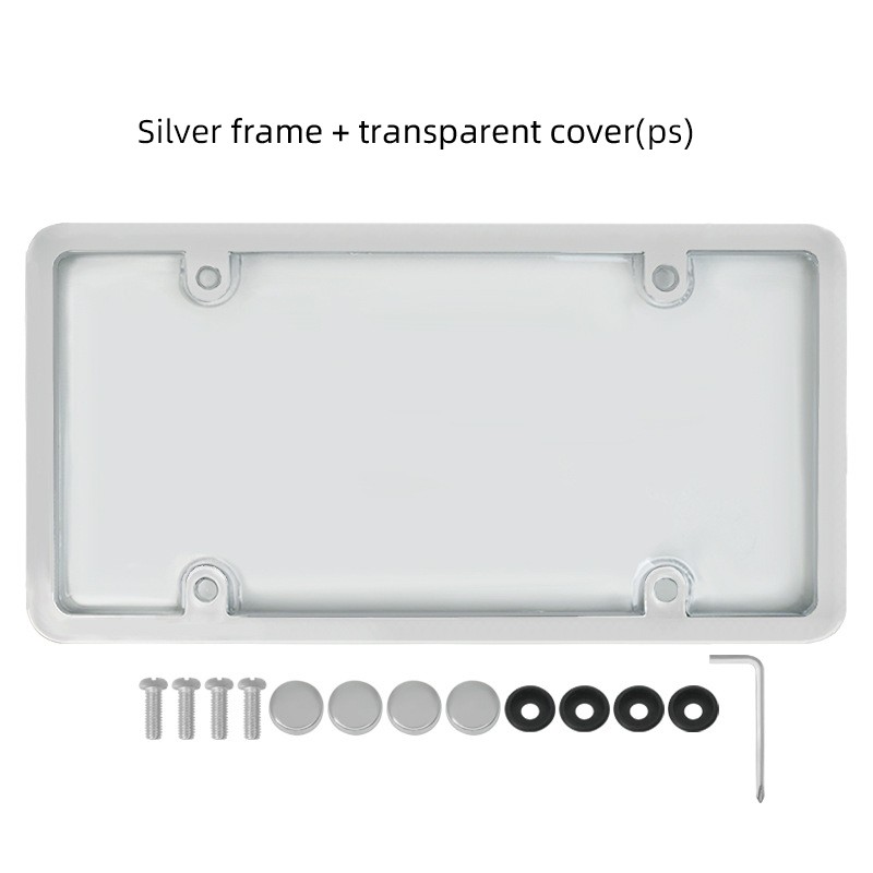 With box accessories Black Plastic car license plate frame PS light gray cover