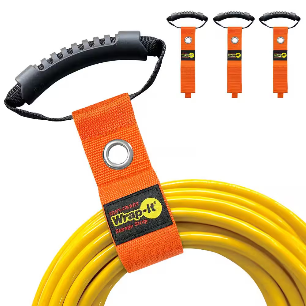 17 In. Blaze Orange Easy-Carry Hook and Loop Carrying Storage Straps with Handle