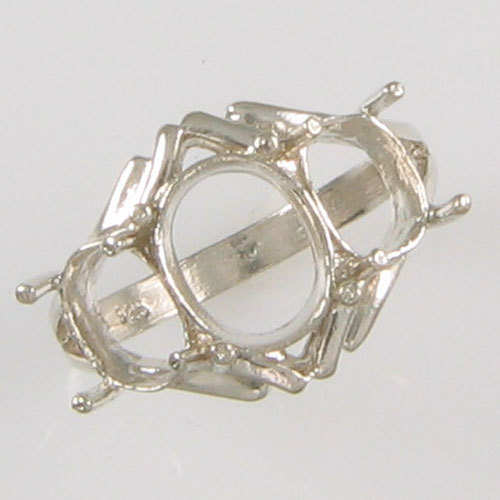 PRE-NOTCHED VINTAGE 3 STONE RING 10X8 & 8X6 OVAL SIDES IN .925 SILVER CR5027SS