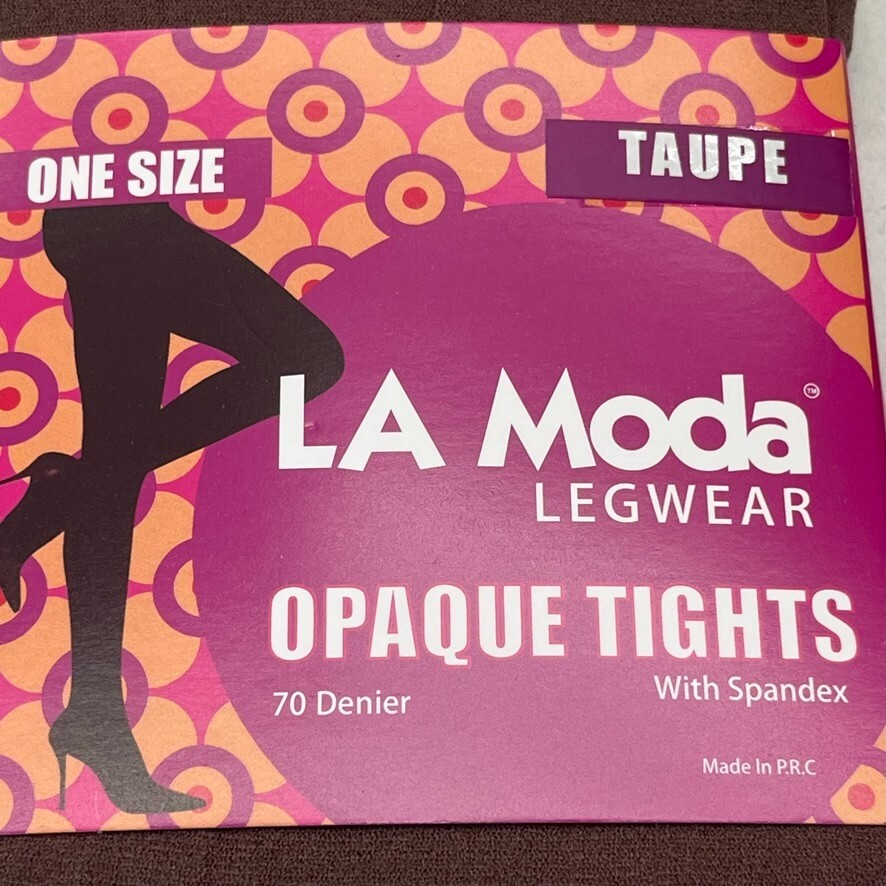 La Moda Taupe Opaque Tights With Spandex Women's One Size NEW