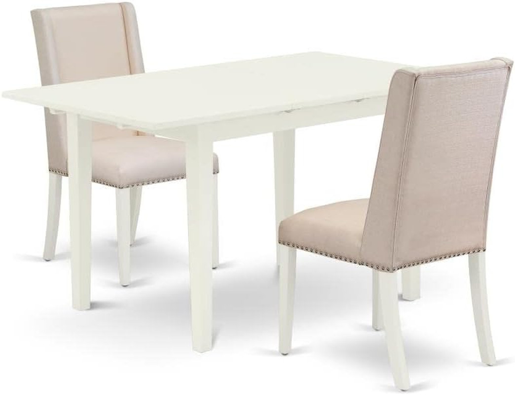 NOFL3-LWH-01 3 Piece Dinette Set for Small Spaces Contains a Rectangle Butterfly