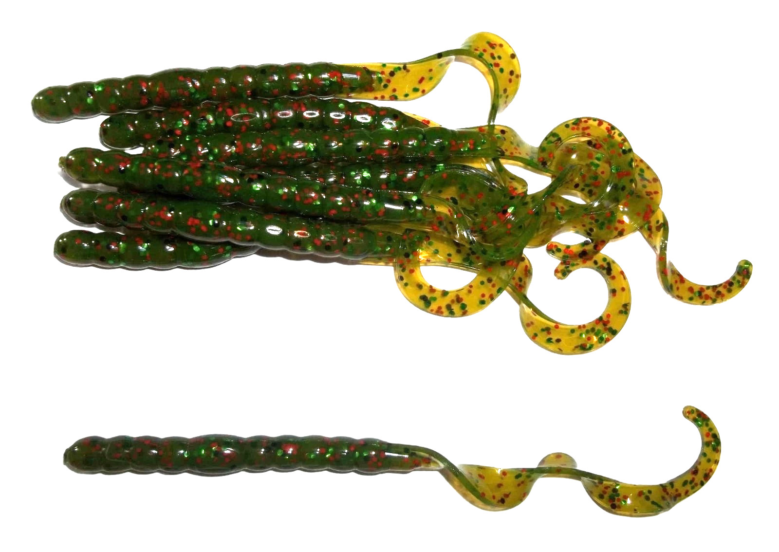 "NEW" Pack of (8)  7" Custom Made Curly Tailed Worms(Watermelon Surprise)Bass