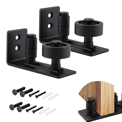 HOME MASTER HARDWARE Barn Door Floor Guide Black, 8 in 1 Adjustable 2 Pack