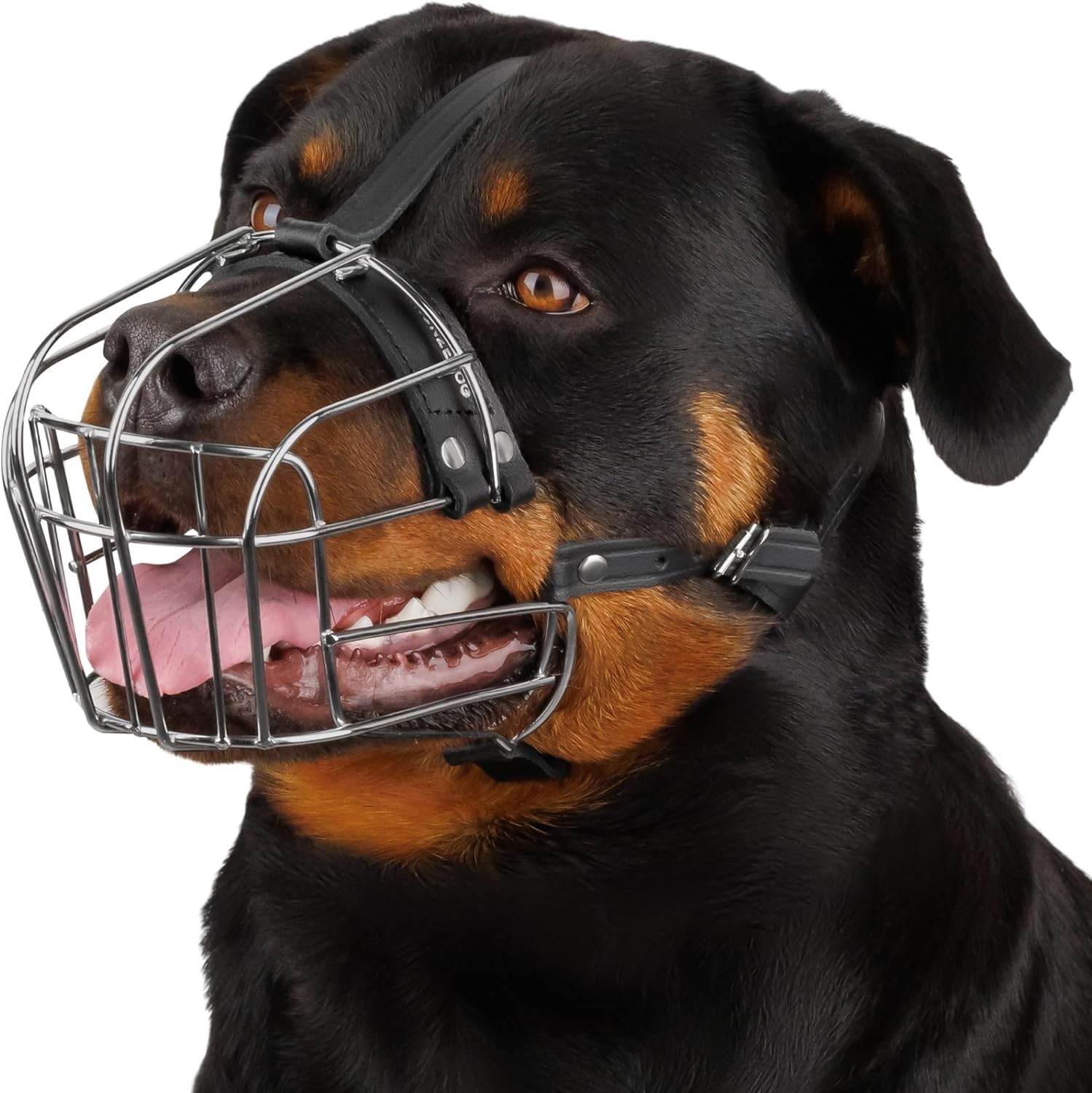 Adjustable Wire Basket Dog Muzzle for Large Breeds - Rottweiler Safe