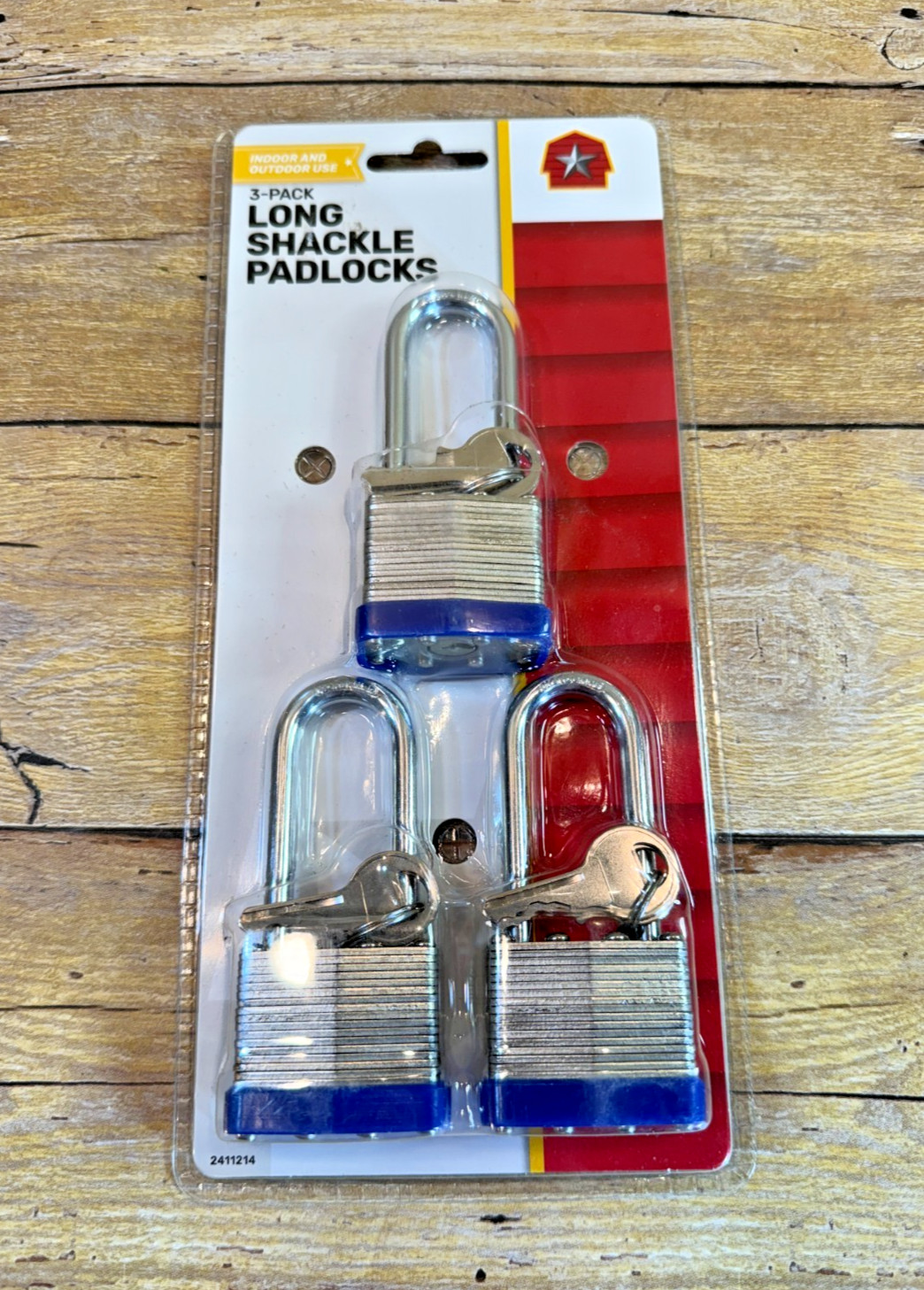 LONG SHACKLE PADLOCKS TRACTOR SUPPLY COMPANY 3 PACK 6 KEYS 2411214 ⭐️NEW⭐️