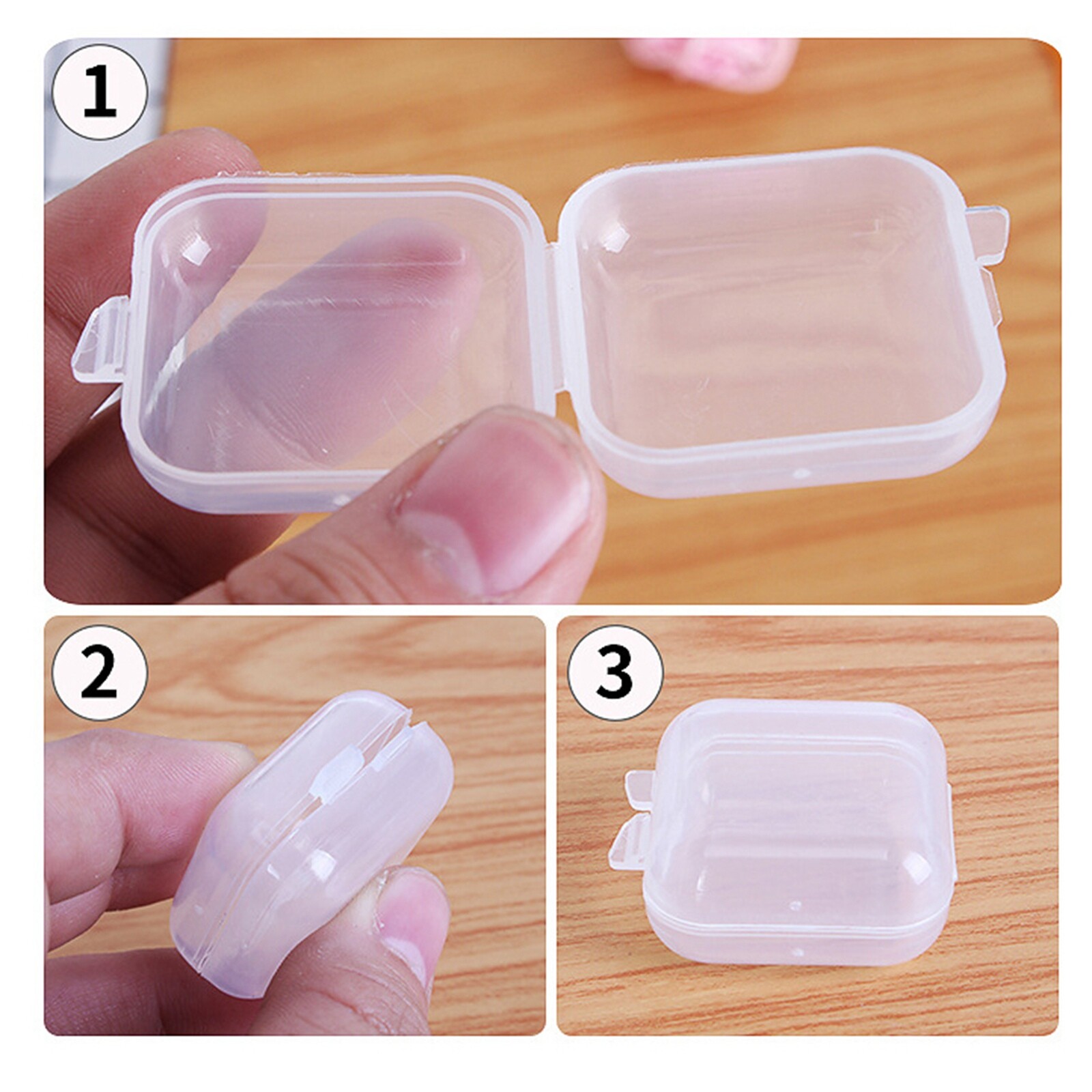 20pcs Mini Clear Plastic Small Box Jewelry Earplugs Empty Storage Case Organizer