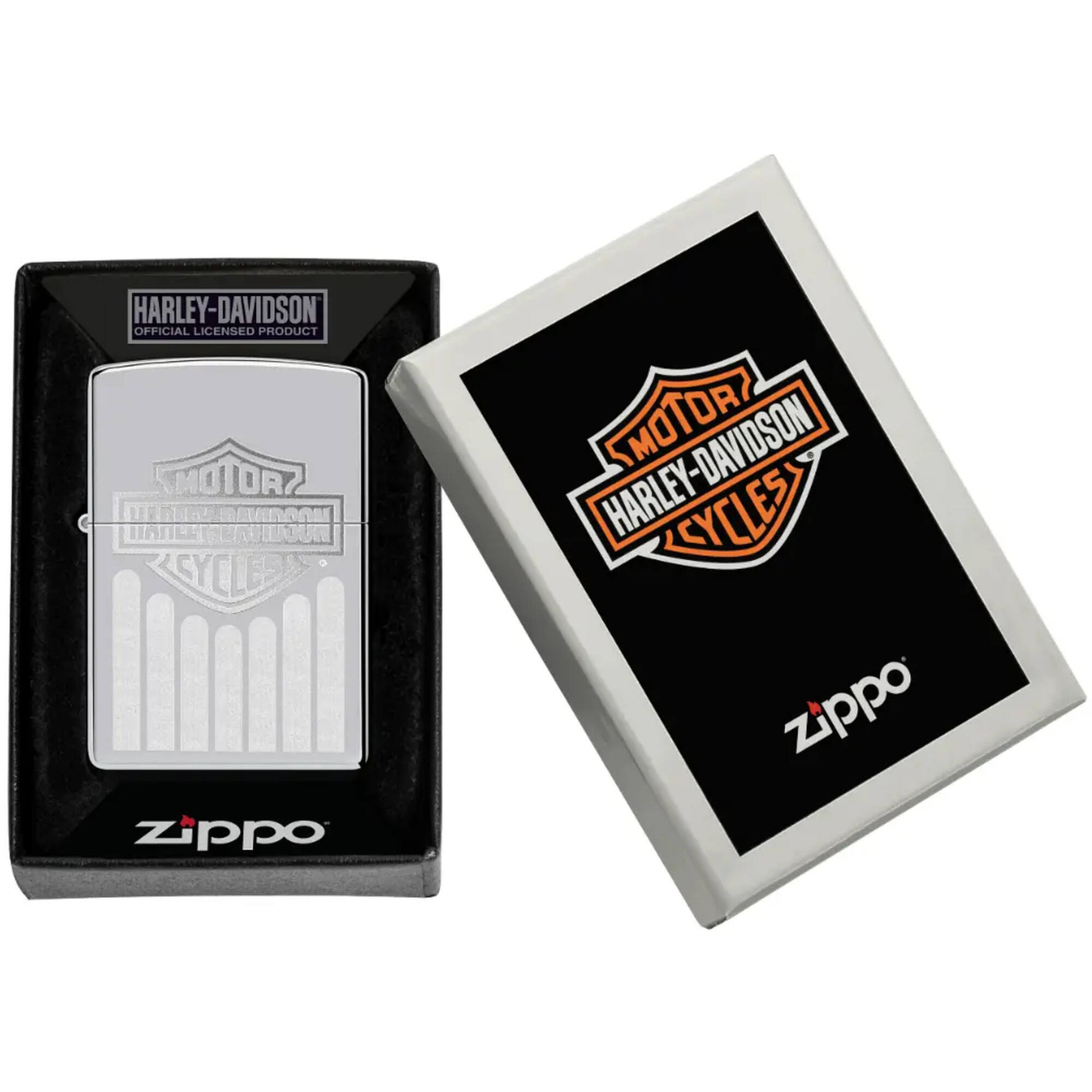 Zippo Windproof Lighter Harley Davidson Emblem Attached Brushed Chrome 48993