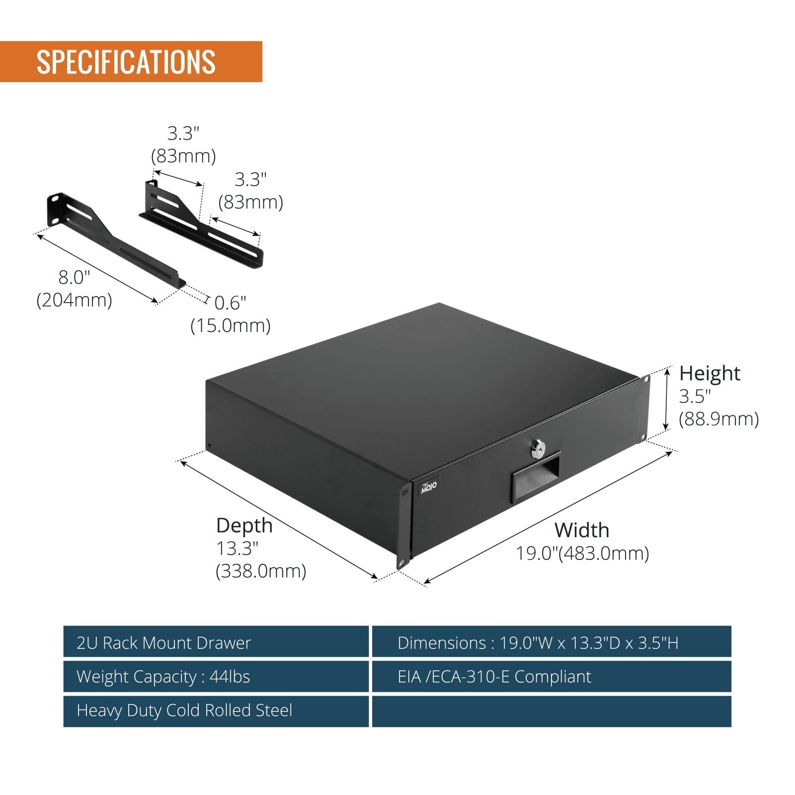 2U Rack Drawer,Rack Mount Drawer for 19in Network Equipment/Server/AV Rack or...