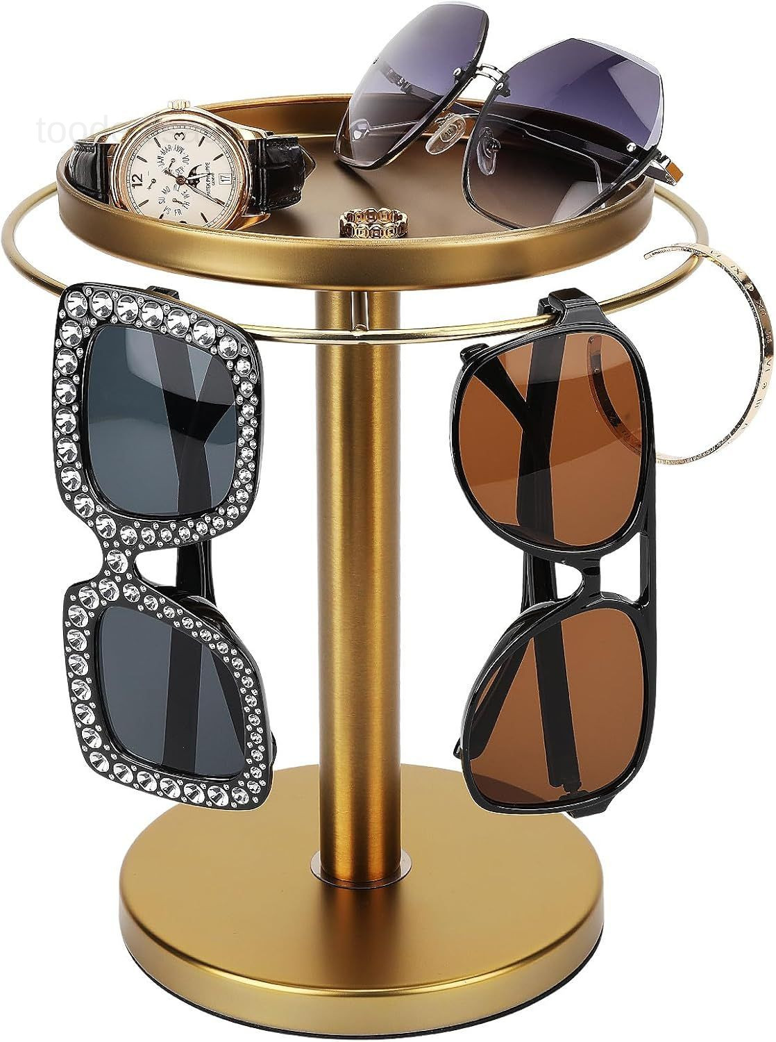 360° Rotating Sunglass Organizer Storage, Stainless Steel Glasses Holder Gold