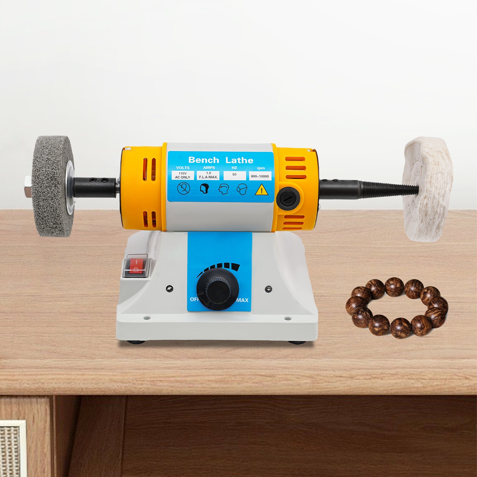 Electric Bench Buffer Polishing Machine Jewelry Polisher Benchtop Jade Grinder