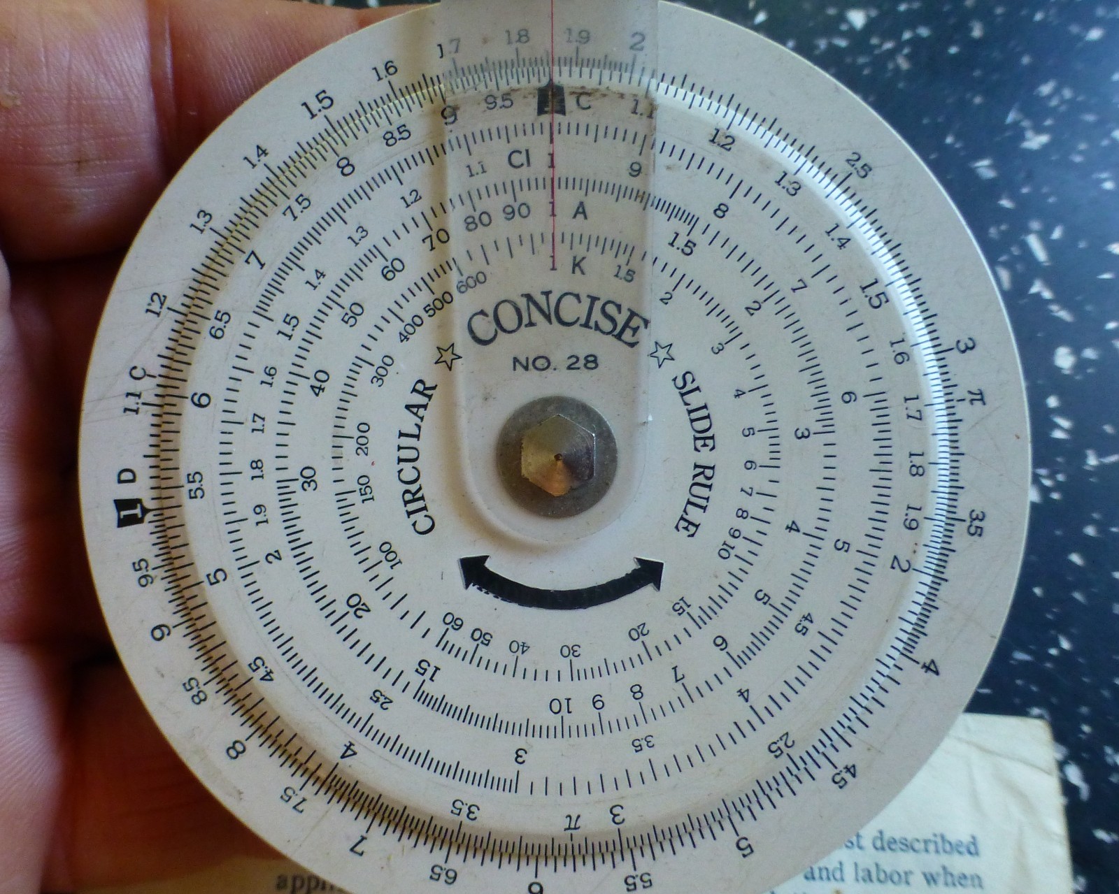 Vintage Concise Circular Slide Rule Instructions + Case British Crane Excavator