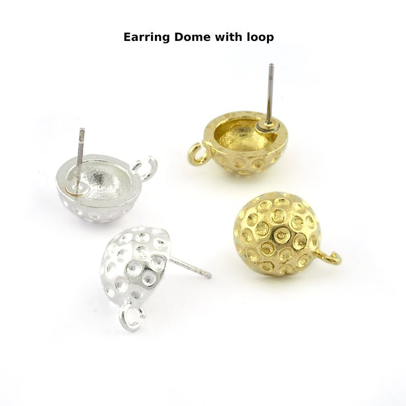 1 pair Ball ,Ball , Shell Earring Stud Post with dangle loop Raw-Silver 5181
