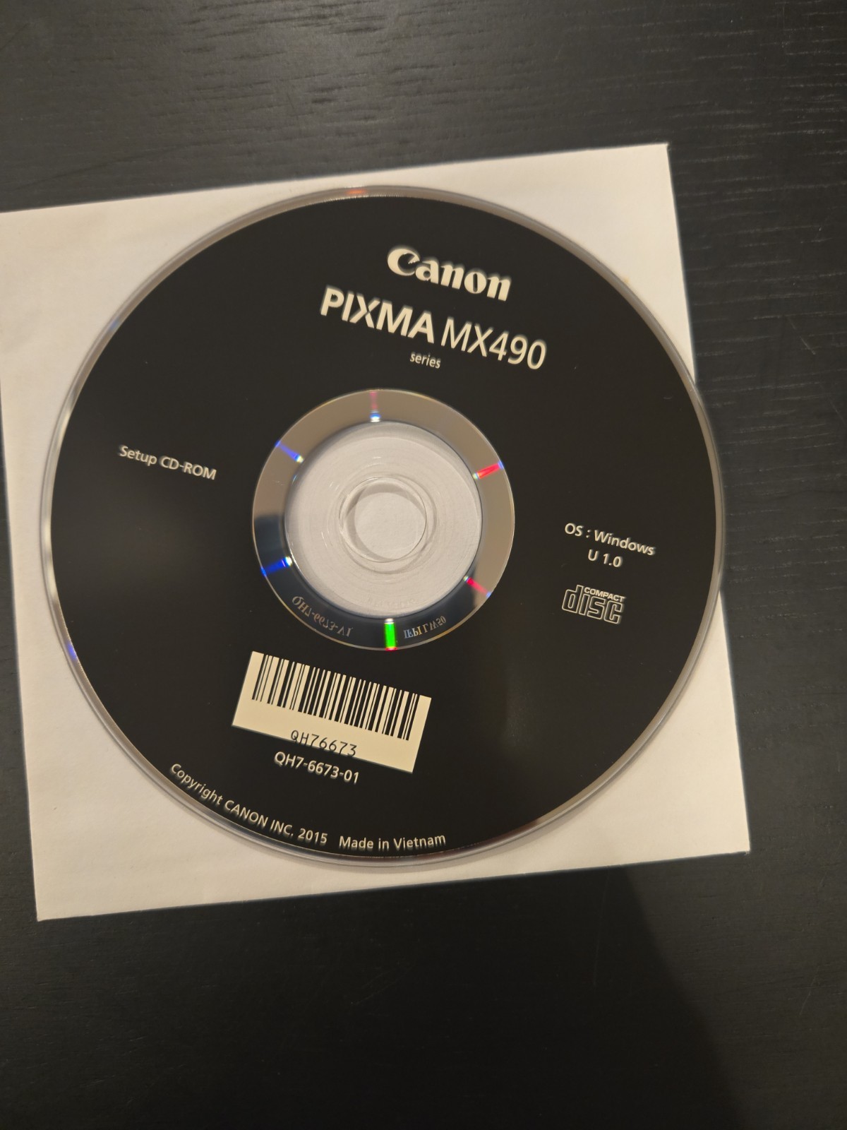 Canon Pixma MX490 Printer Setup CD-ROM Disc 2015 Version