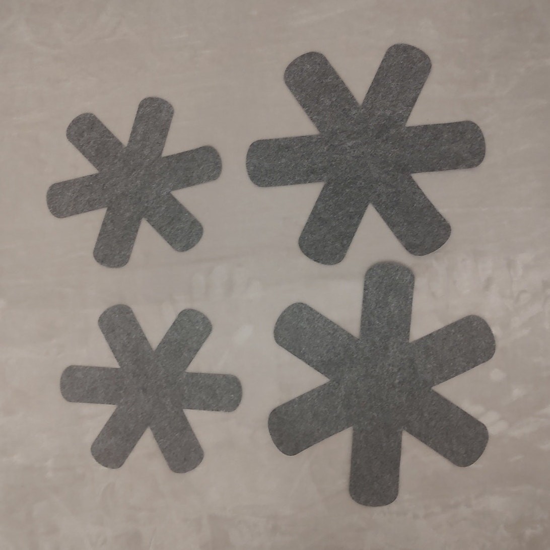 Set of 4 Felt Pan Protectors 2 Large 2 Small, Asterisk Shaped, Gray, Never Used