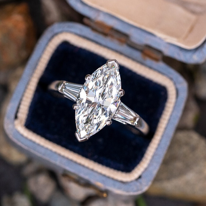 Women Marquise Cut Cubic Zirconia Rings Elegant 925 Silver Jewelry Size 6-10