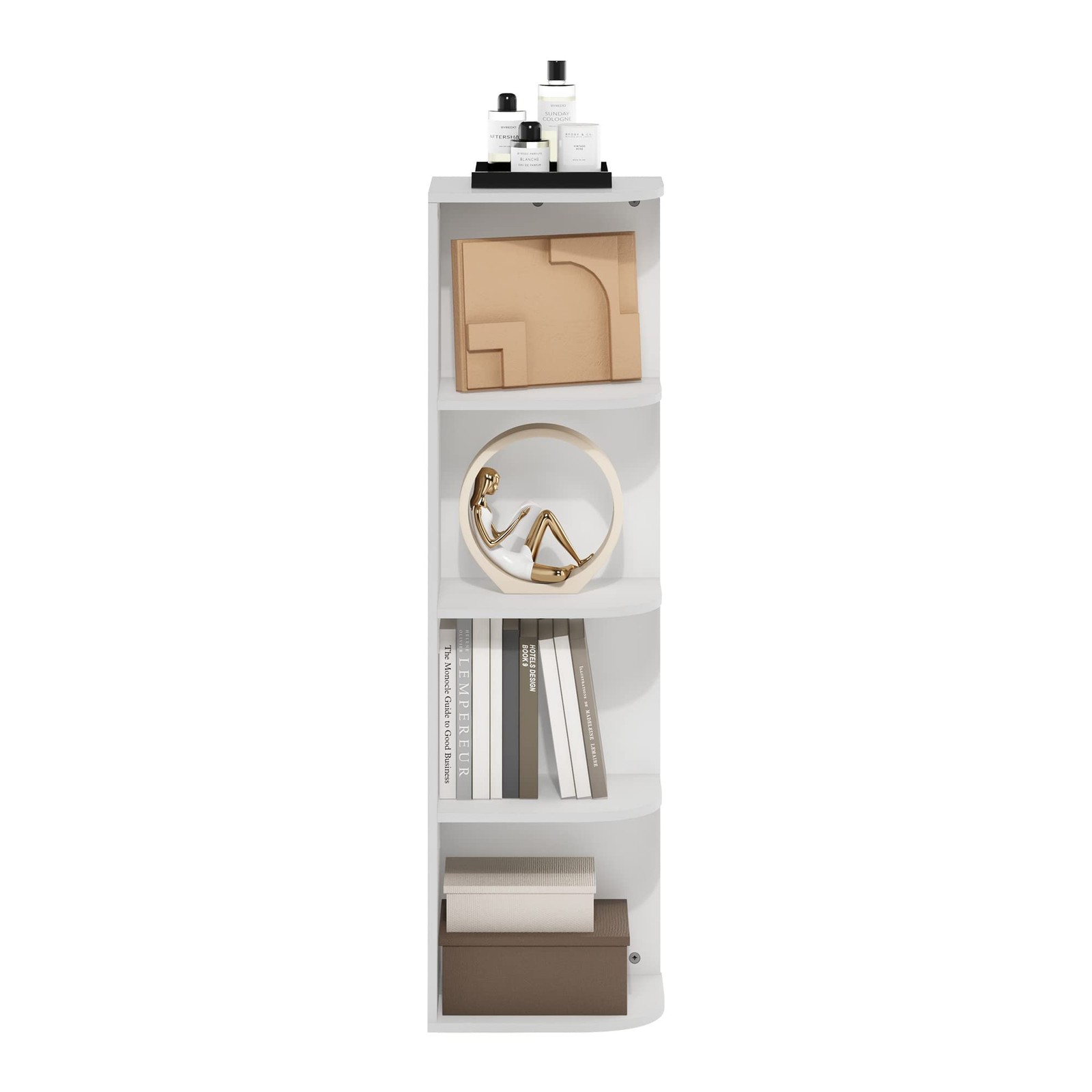 Maximize Corner Space - 4 Tier White Bookcase Shelf Unit