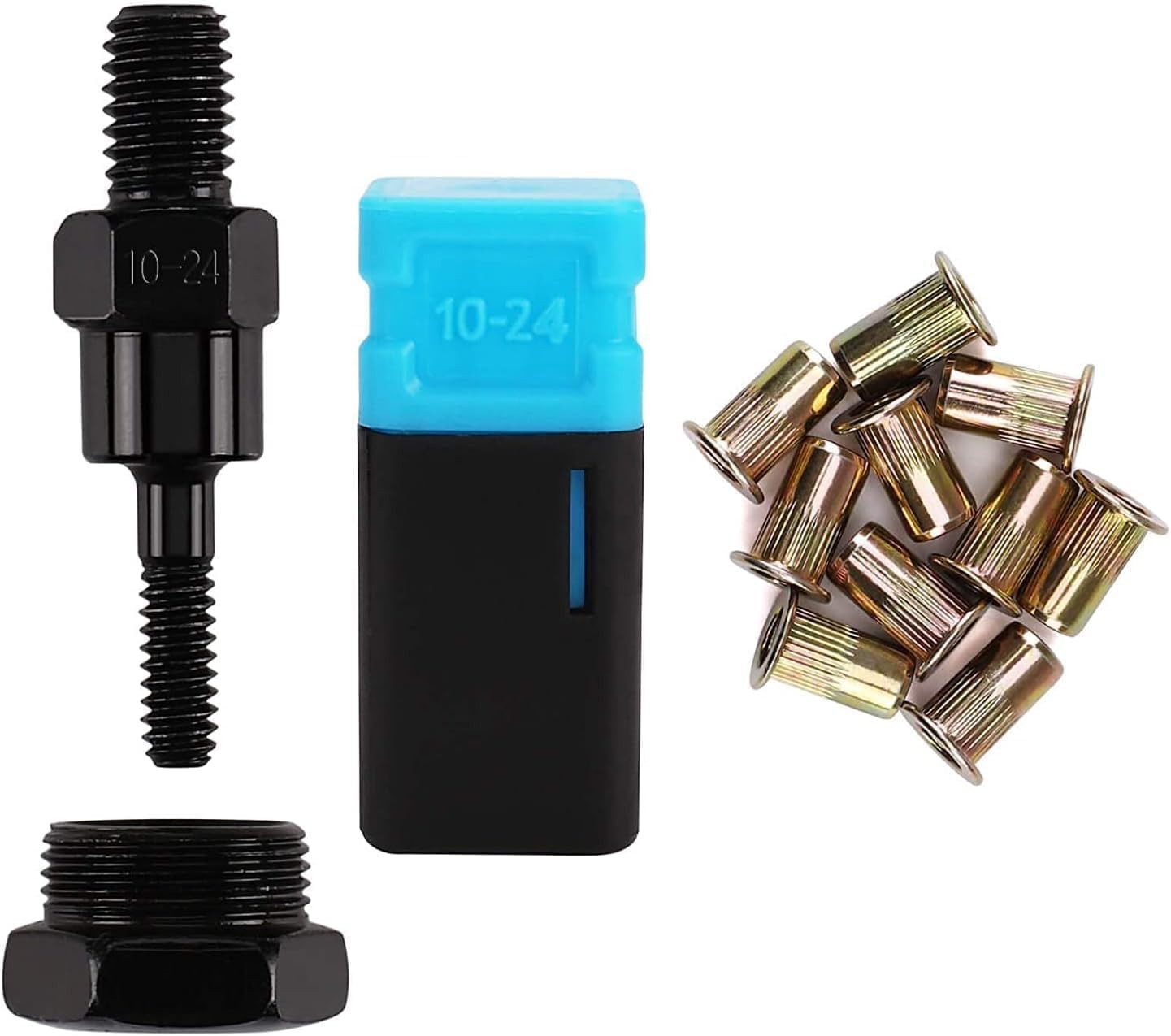 Rivet Nut Tool Mandrel 10/24 and 10 Rivet Nuts, Rivet Tool Set Spare Part