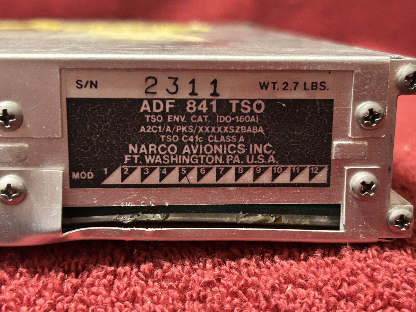 NARCO AVIONICS ADF 841 TSO RECEIVER WITH MOUNTING RAILS