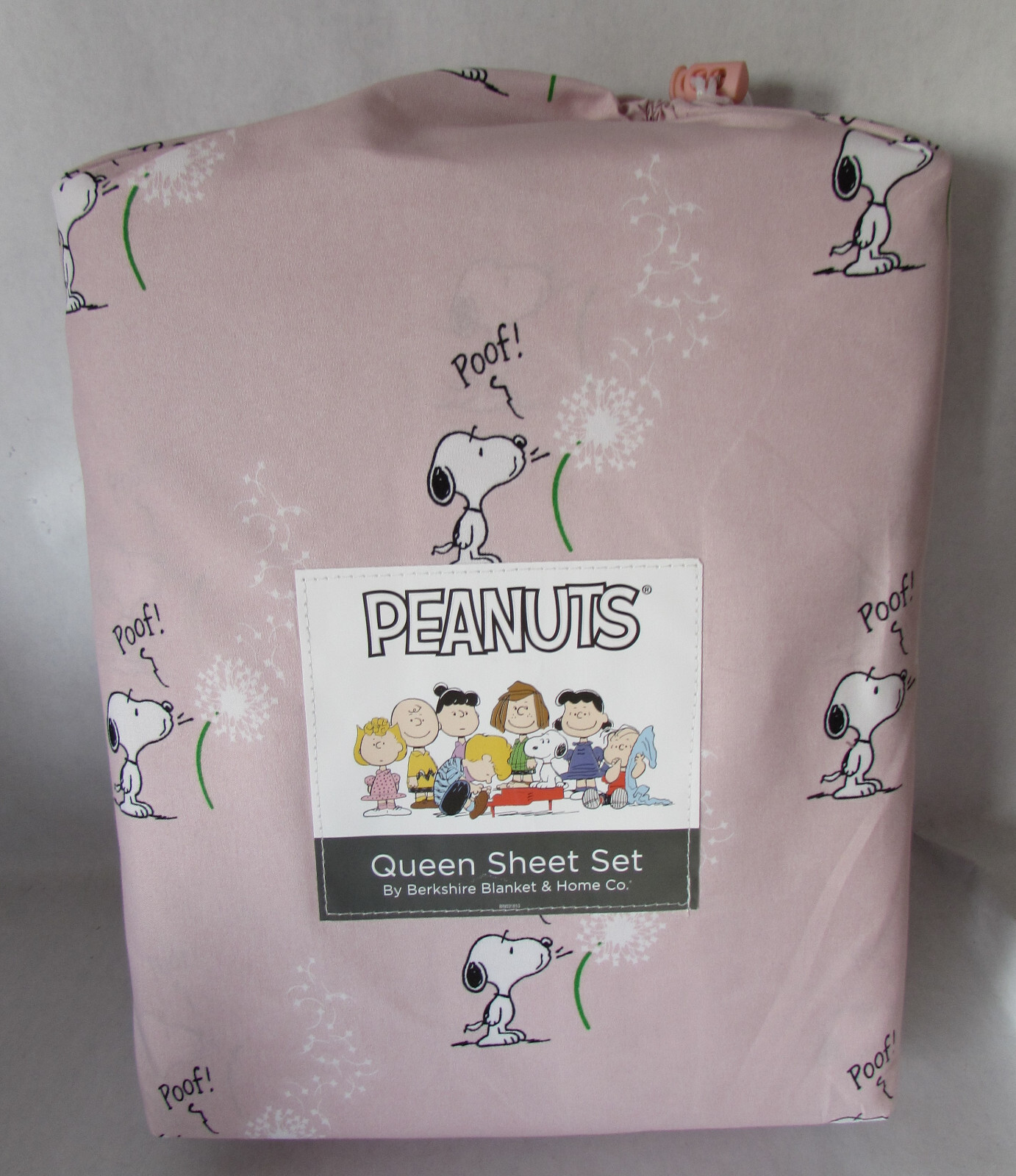 Berkshire Peanuts Snoopy Make A Wish Poof Dandelion Sheet Set Queen Pink