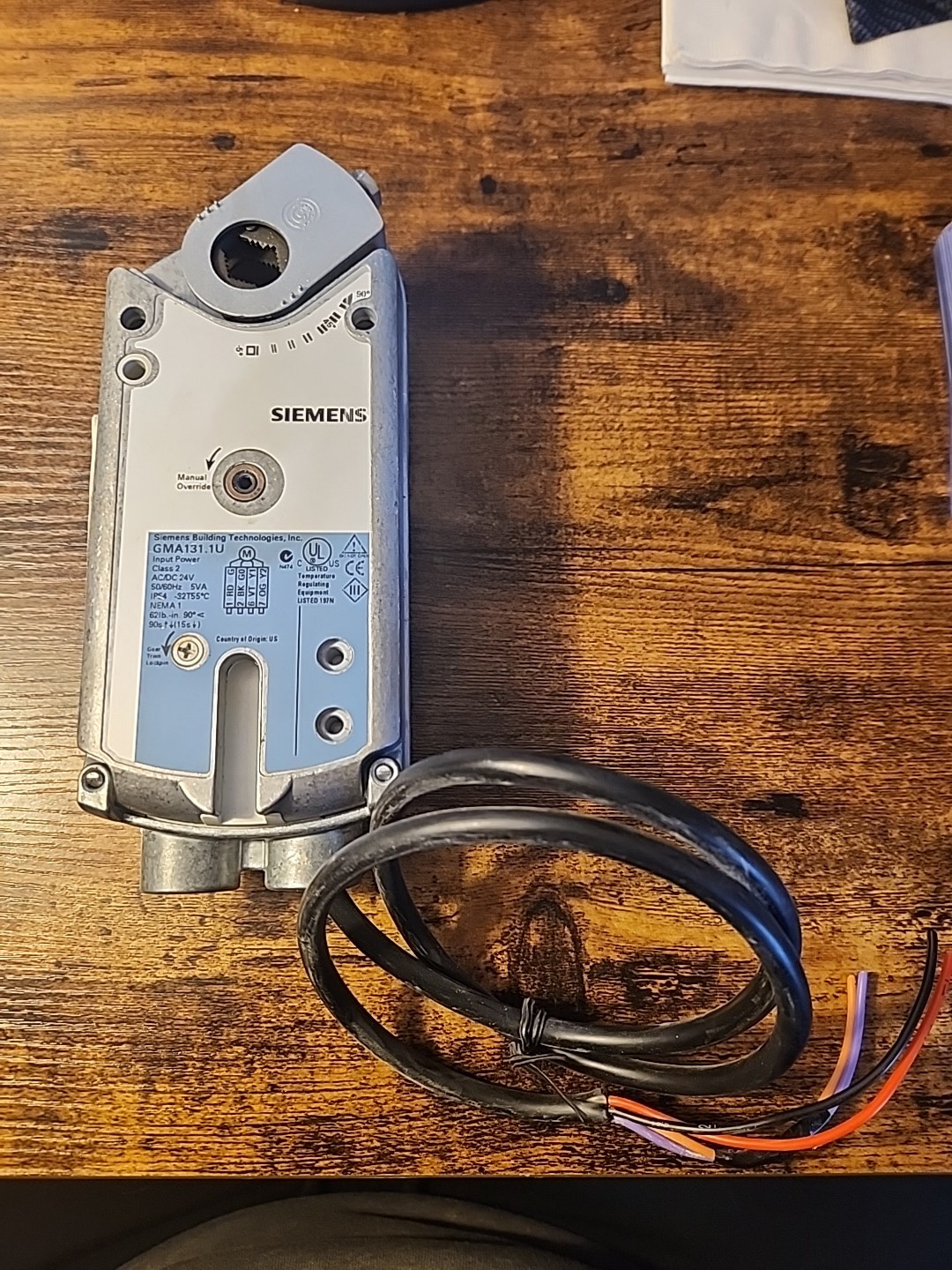 Siemens GMA131.1U Damper OpenAir Actuator, 24V