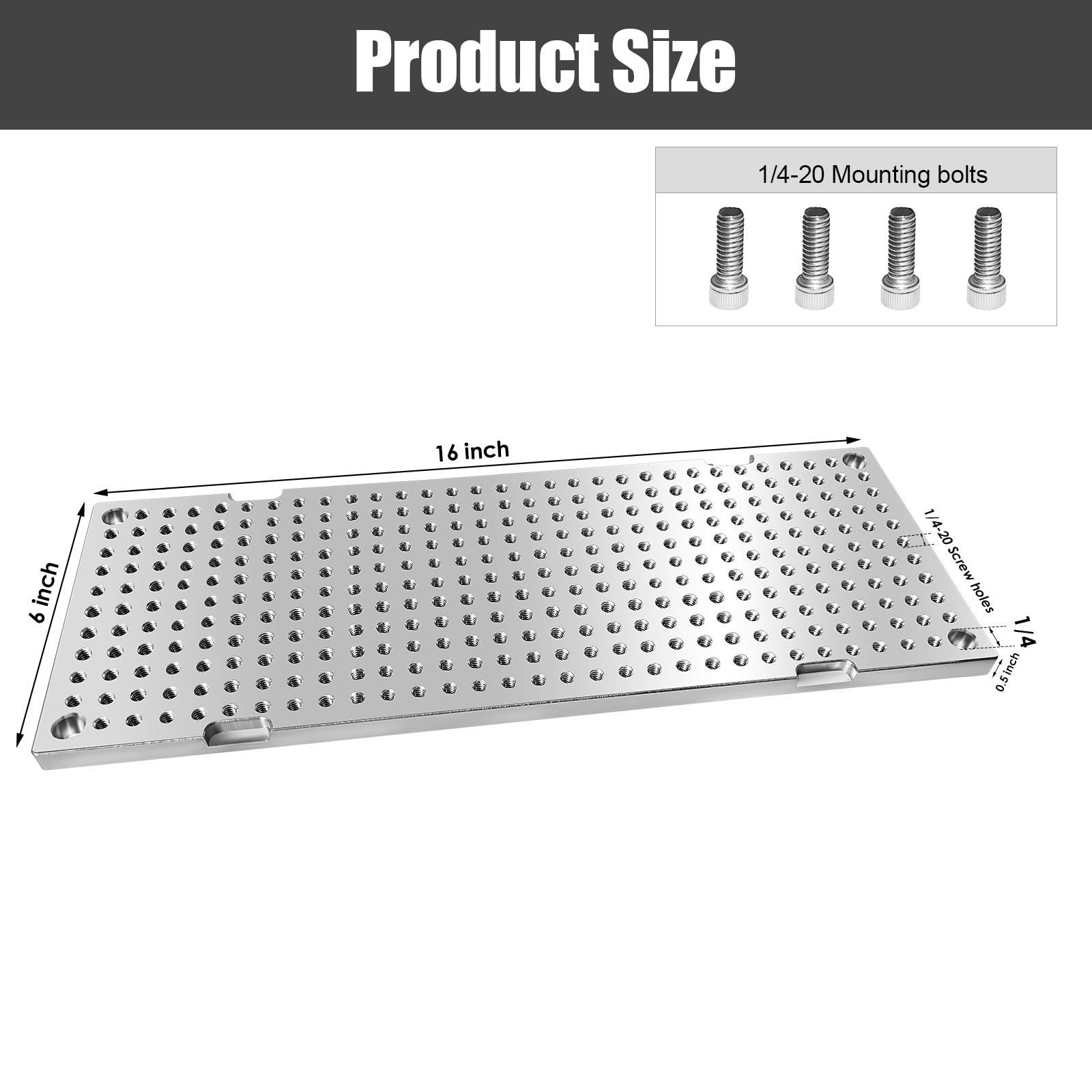 6" x 16" x 1/2" MIC7 Aluminum Fixture/Sacrificial Plate, Mini Pallet
