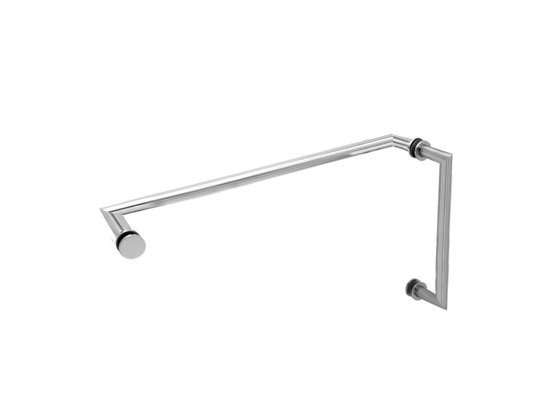 FHC 6" x 18" Mitered Pull Towel Bar Combo with Washers for 1/4"–1/2" Glass