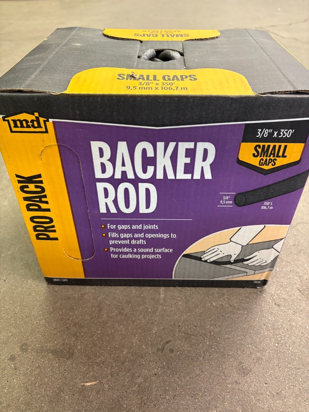 Small Gap Backer Rod 3/8" x 350' Pro Pack Box