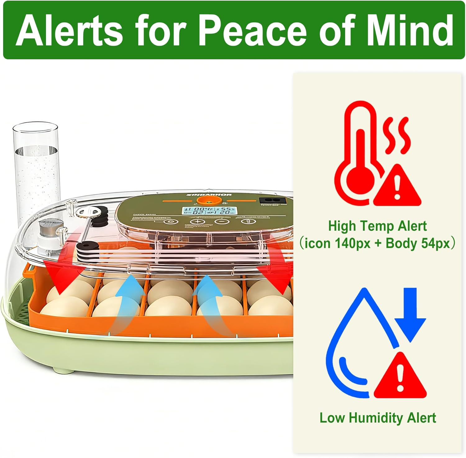 24-Egg Digital Incubator - Automatic Temperature and Humidity Control, LED Displ