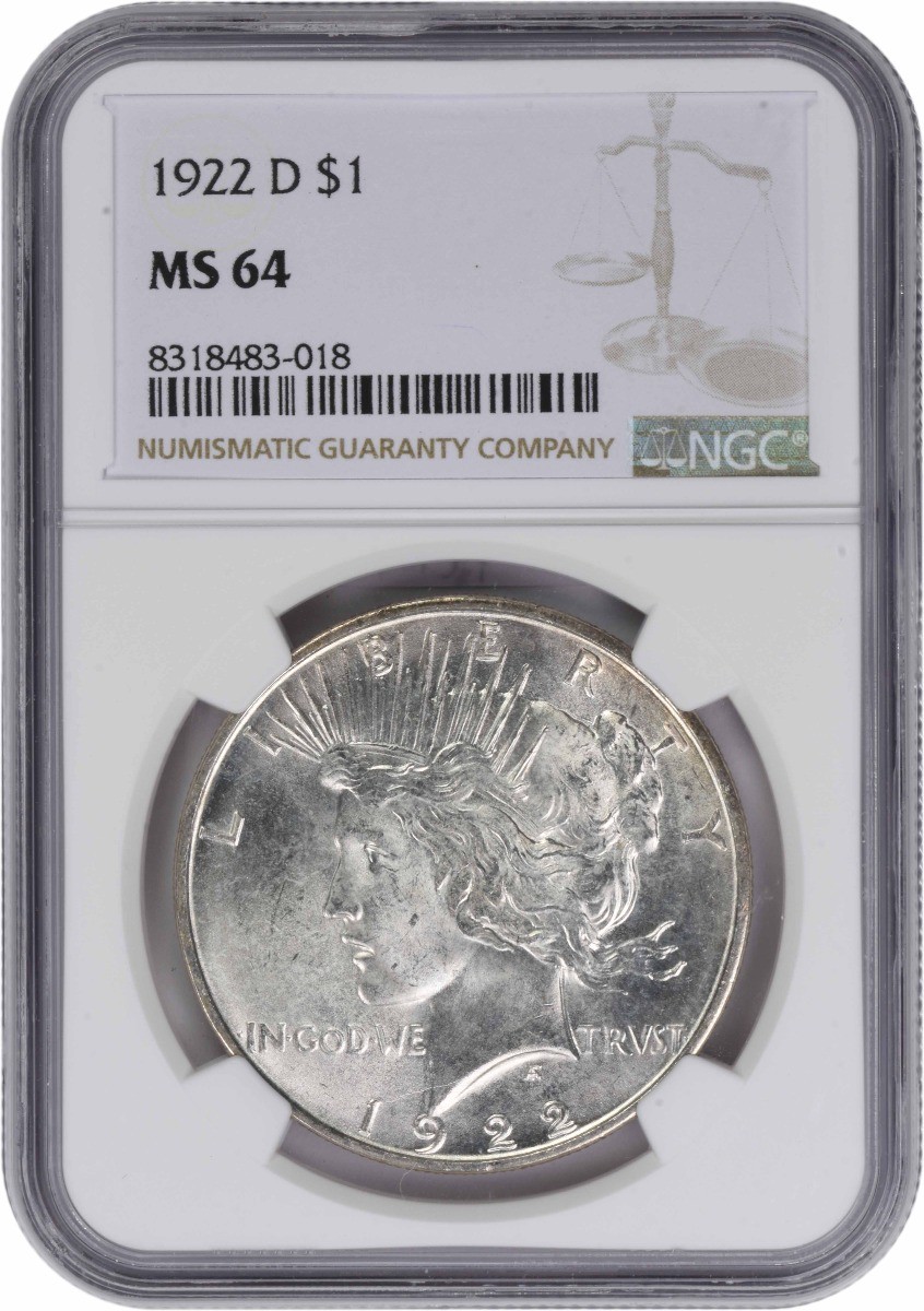 1922-D Peace Silver Dollar MS64 NGC