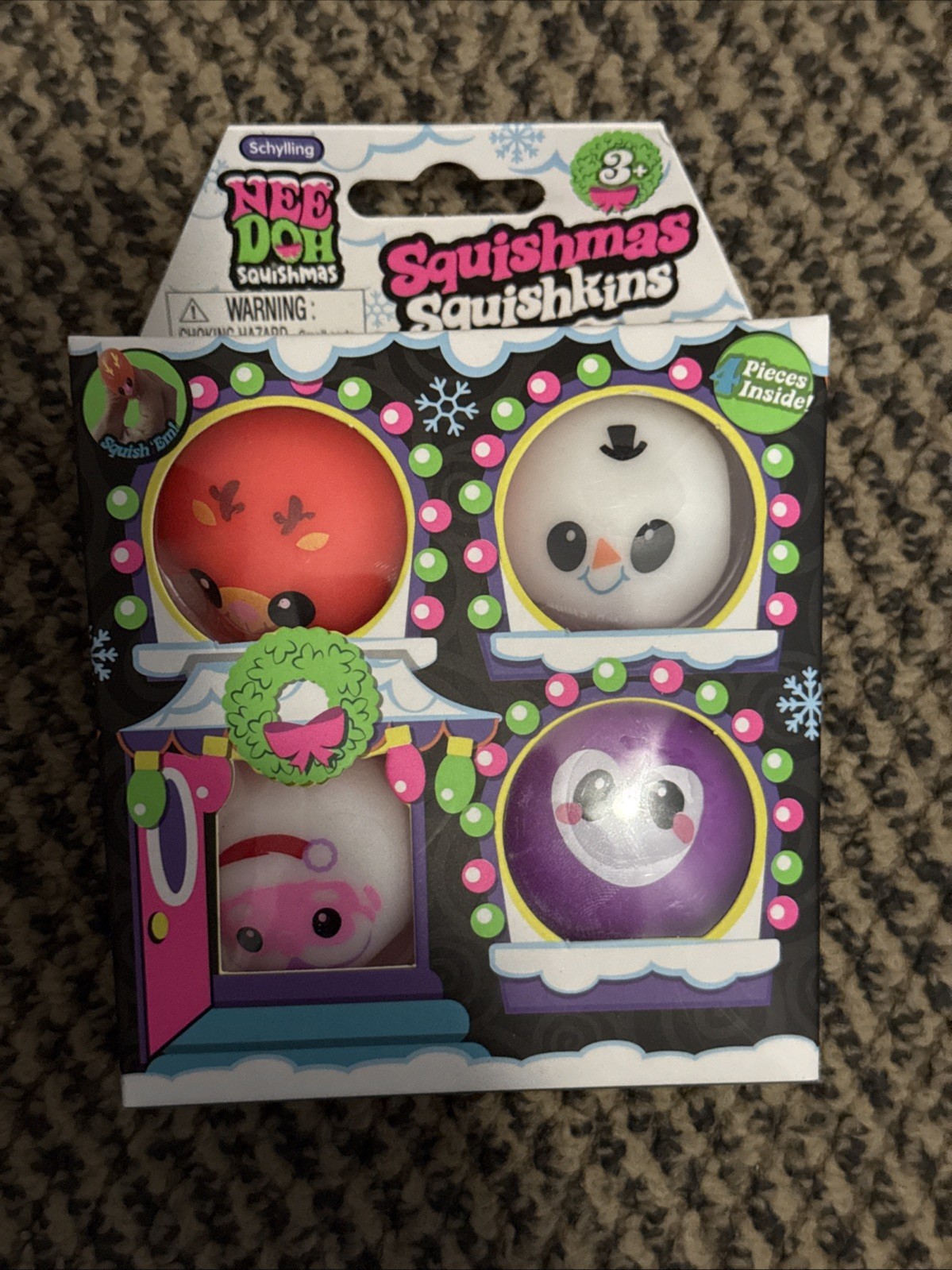 NIB 4 Pack Nee Doh Squishmas Squishkins Rudy, Groovy, Sandoh, Squishy
