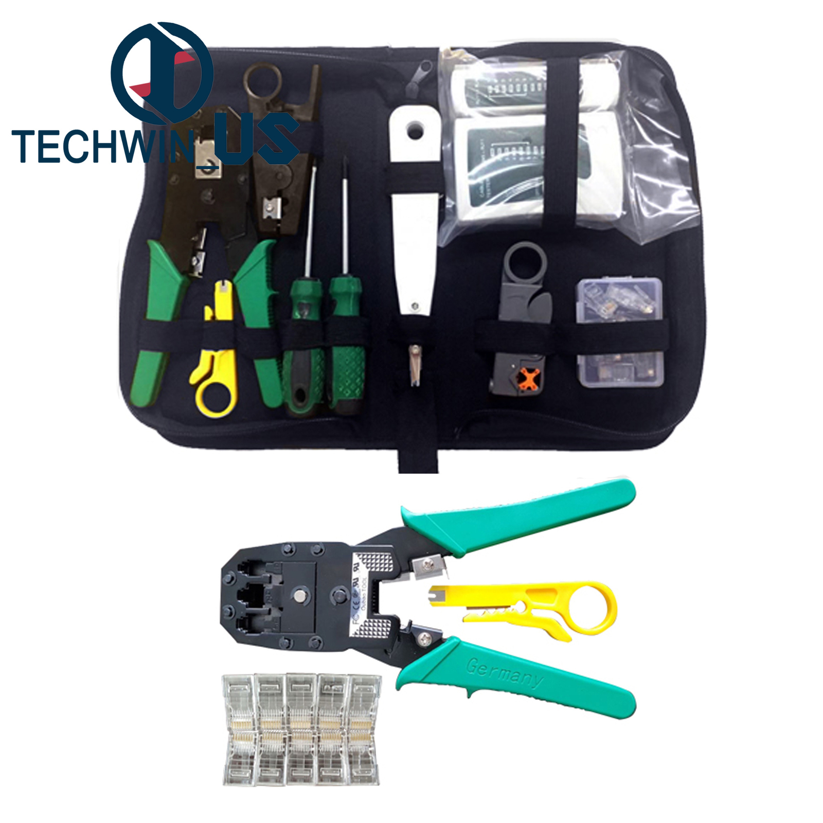 Rj45 Crimping Tool Kit Set For CAT5/CAT6 Lan Cable Tester Network Repair Tools