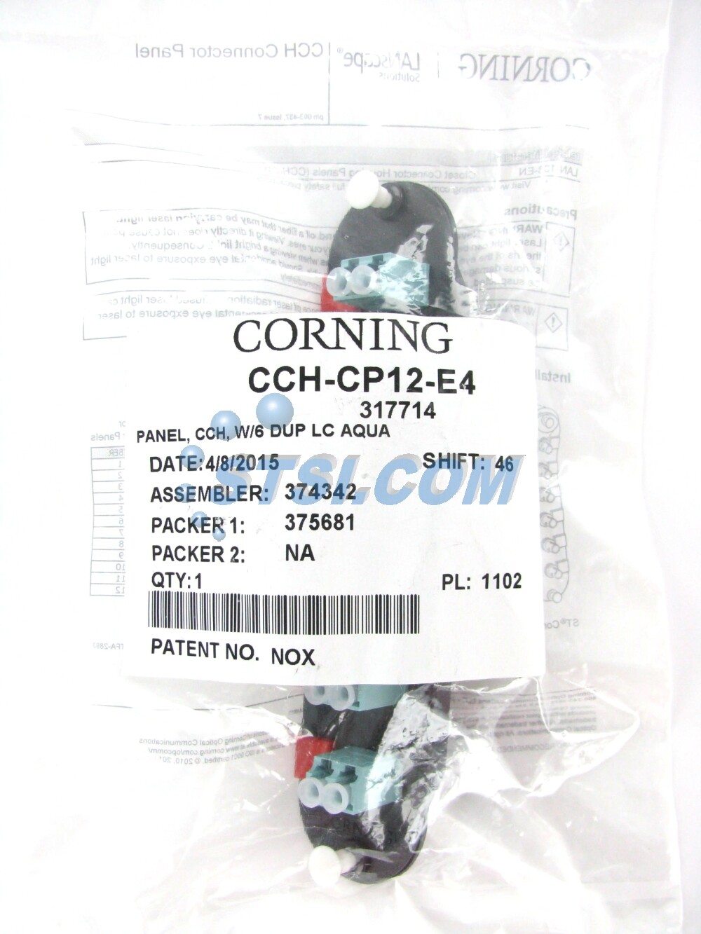 Corning CCH-CP12-E4 Patch Panel, 6 LC Duplex 10Gig Aqua OM3/OM4 Adapters ~STSI