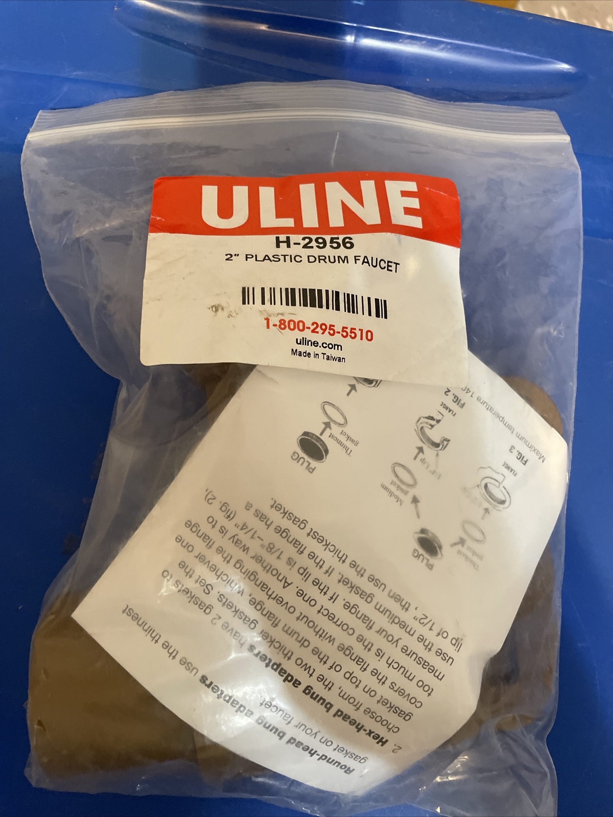 Uline H-2956 2" Plastic Drum Faucet FDA Compliant