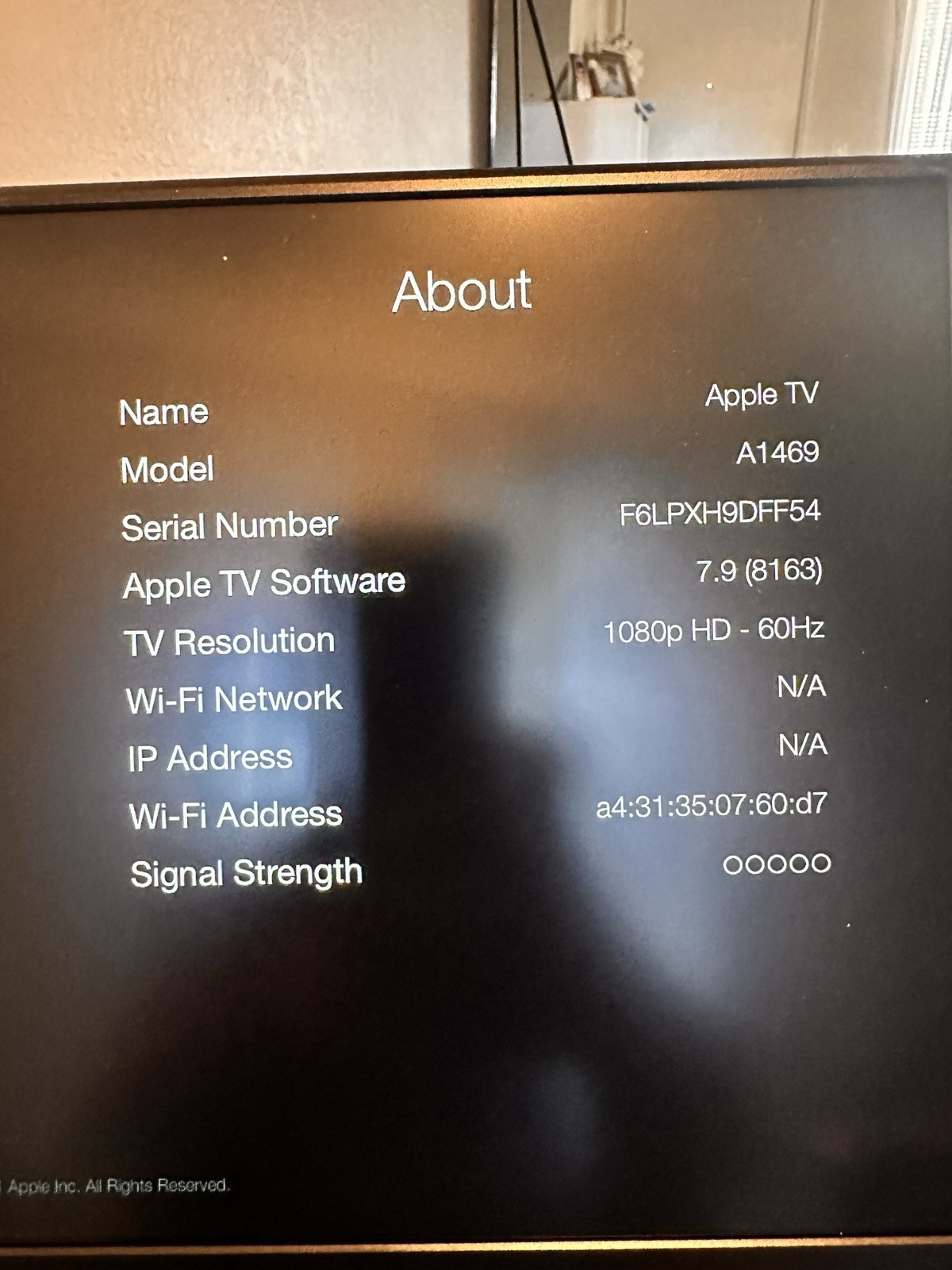Apple TV 3rd Generation Media Player - NO POWER CORD, NO REMOTE*