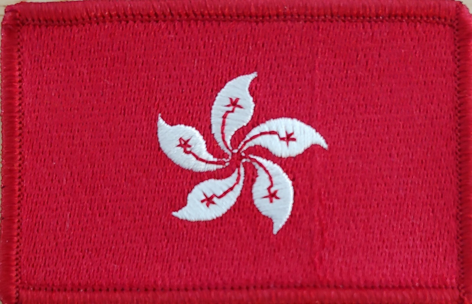 HONG KONG Flag Patch W/ Hook & Loop Fastener Morale Tactical Emblem Red Border