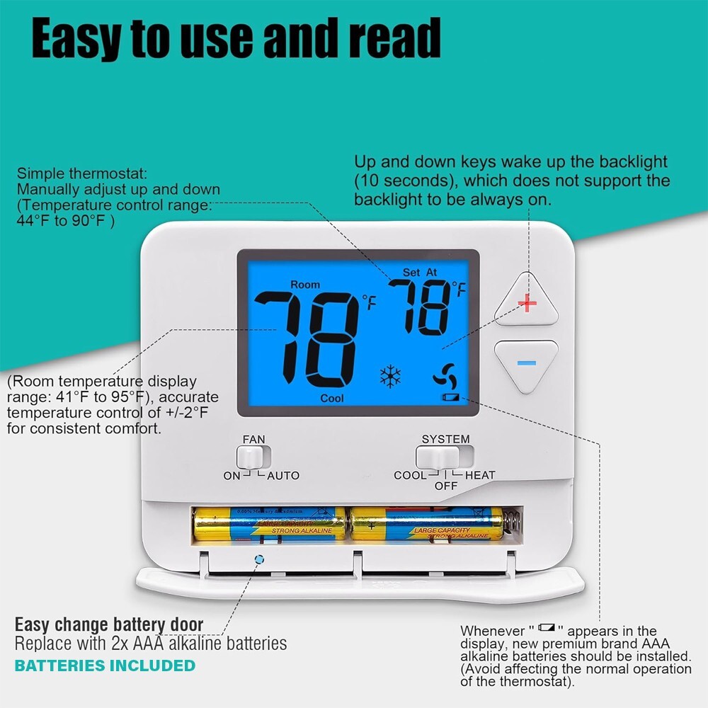 Digital Wall Electronic Non Programmable Single Thermostat 701 Heat / Cool