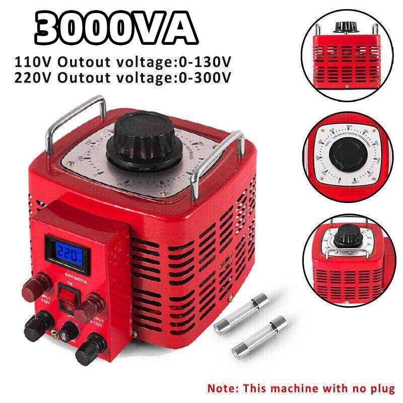 3KVA 110V To 0-130V 220V To 0-300V Variac AC Variable Voltage Regulator Metered