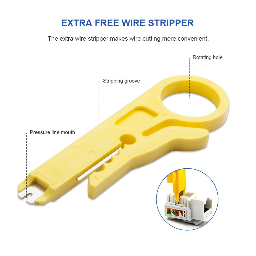 Punch Down Tool with 110/88 Blade & Network Wire Stripper, Multifunction Hook...