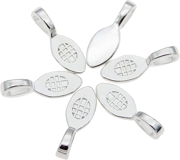 100pcs Silver Glue on Bail Charm Pendant Earring Bails for Glass Tile DIY...