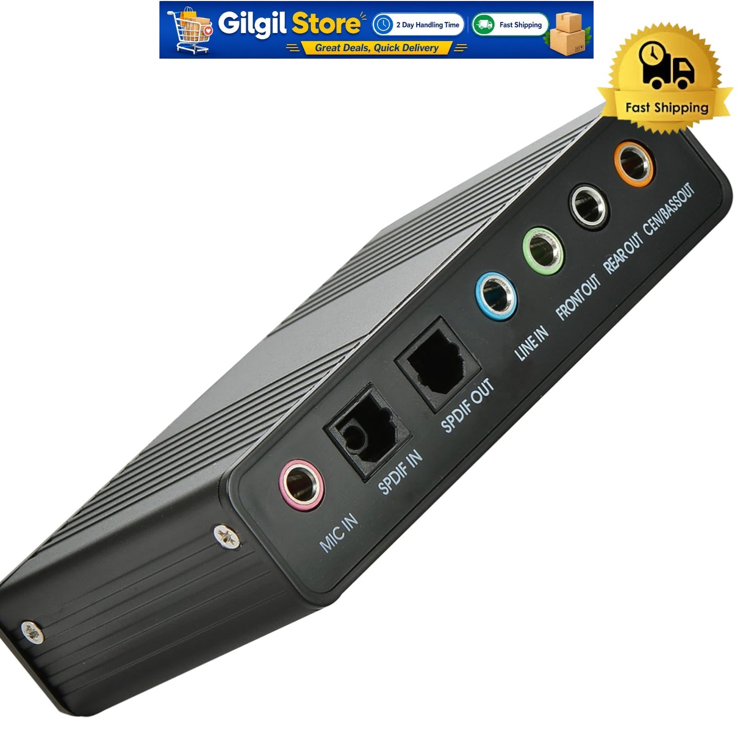 USB 6 Channel 5.1 Surround Sound Card - Perfect Audio Adapter for PCs & Laptops