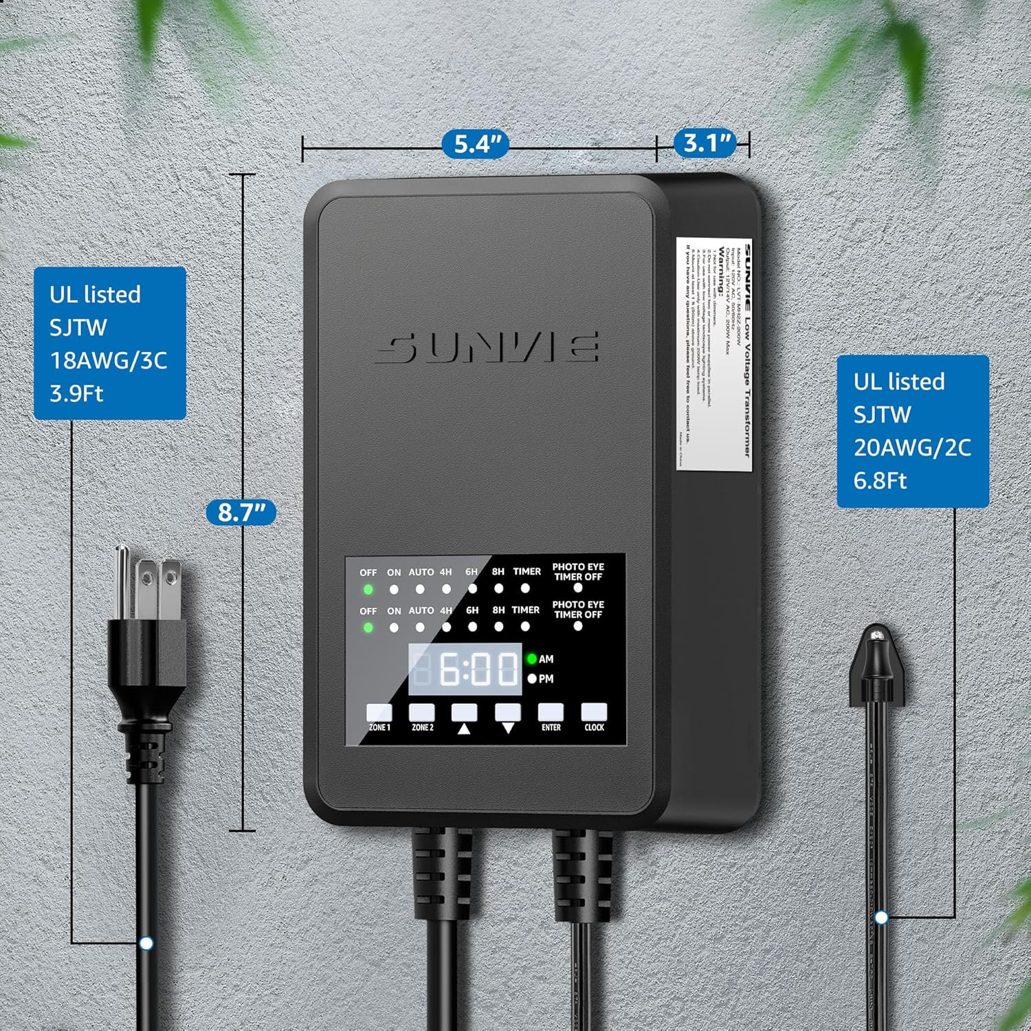 300W Low Voltage Landscape Transformer with Timer & Photocell Sensor