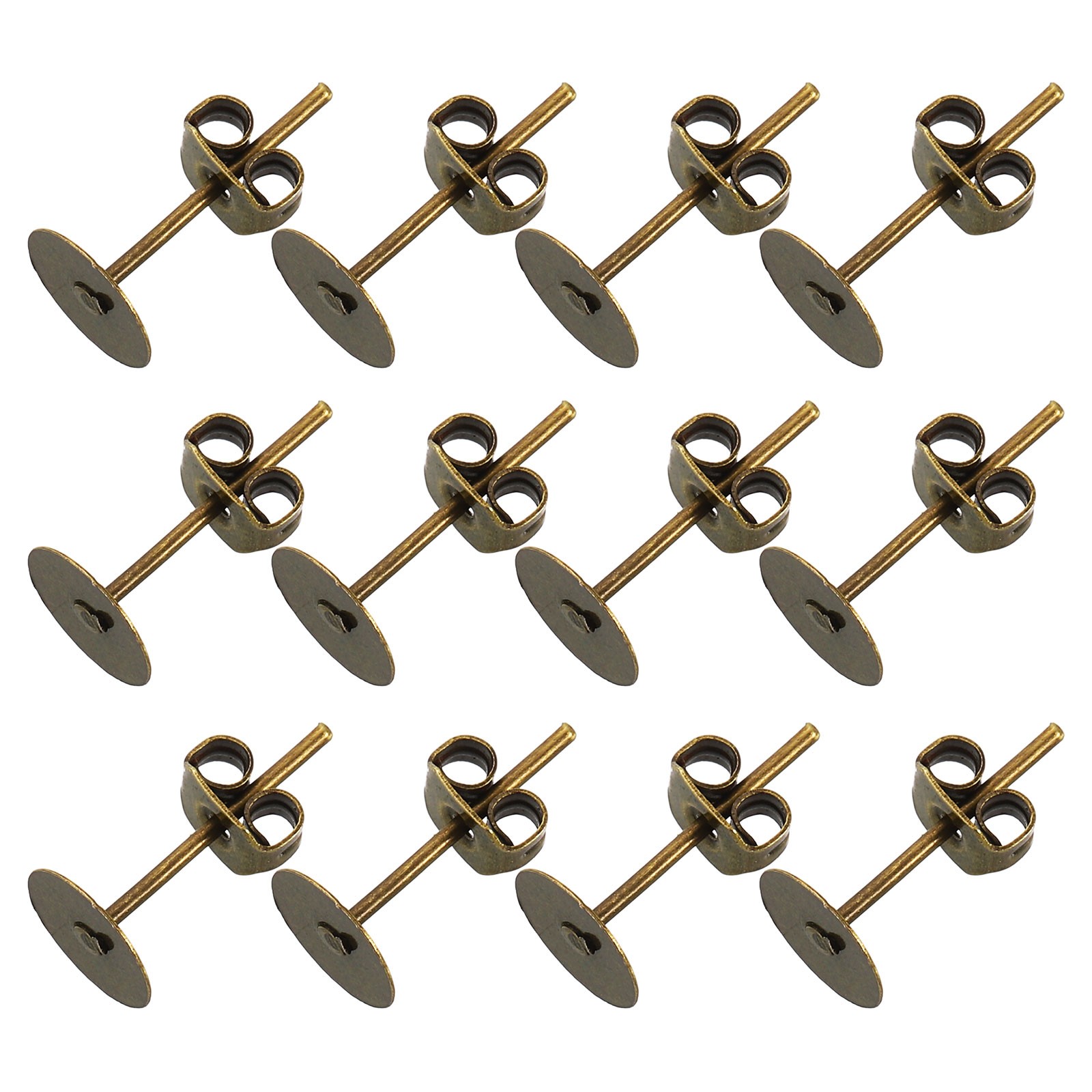 200Pcs Earring Posts and Backs, 6mm/0.24inch Earring Tray Studs, Bronze