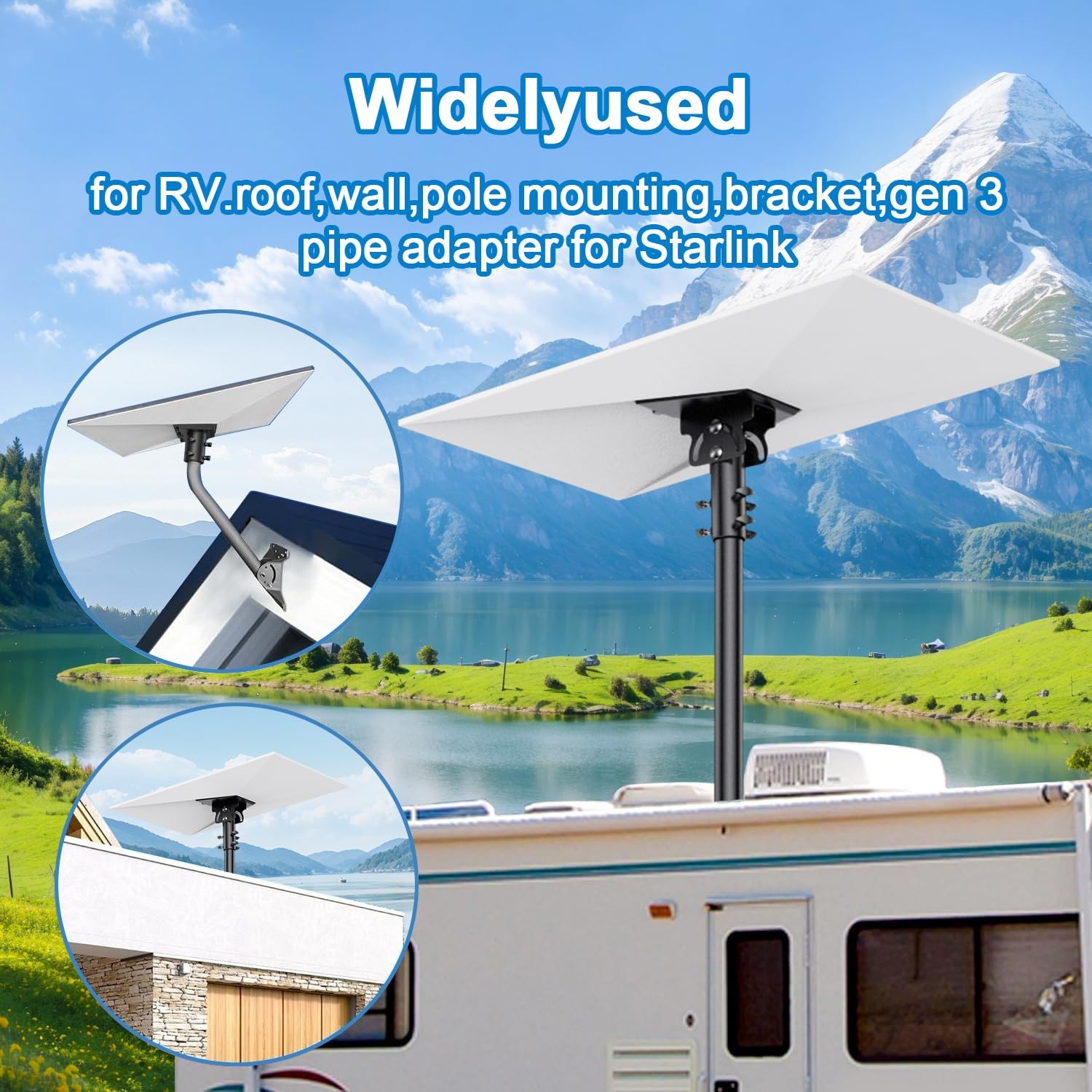 Starlink Gen 3 Pole Mount Adjustable 90-180° Pipe Adapter for Dish V3