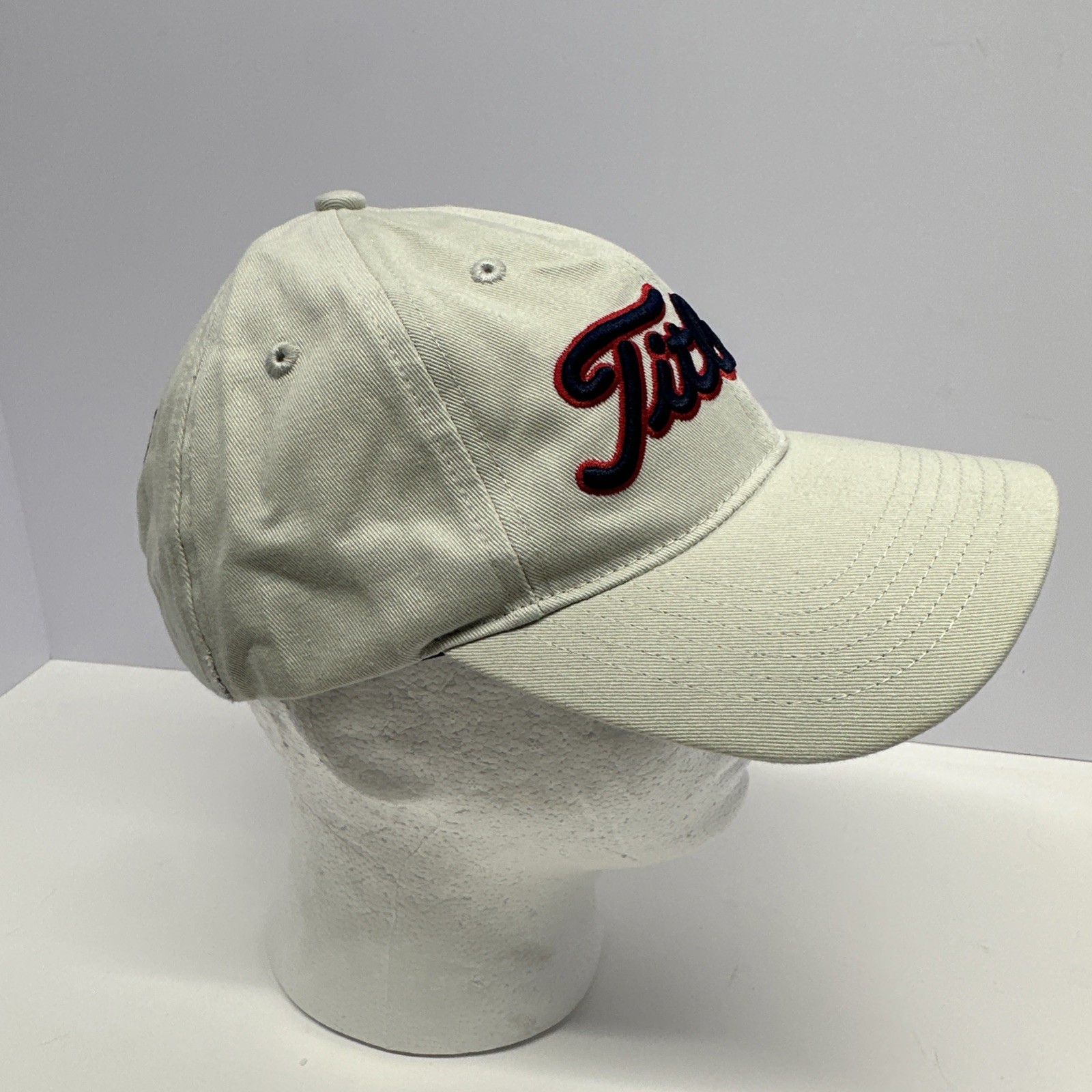 Titleist Golf Strap Back Hat Beige Cap Embroidered #1 Lynch Adjustable