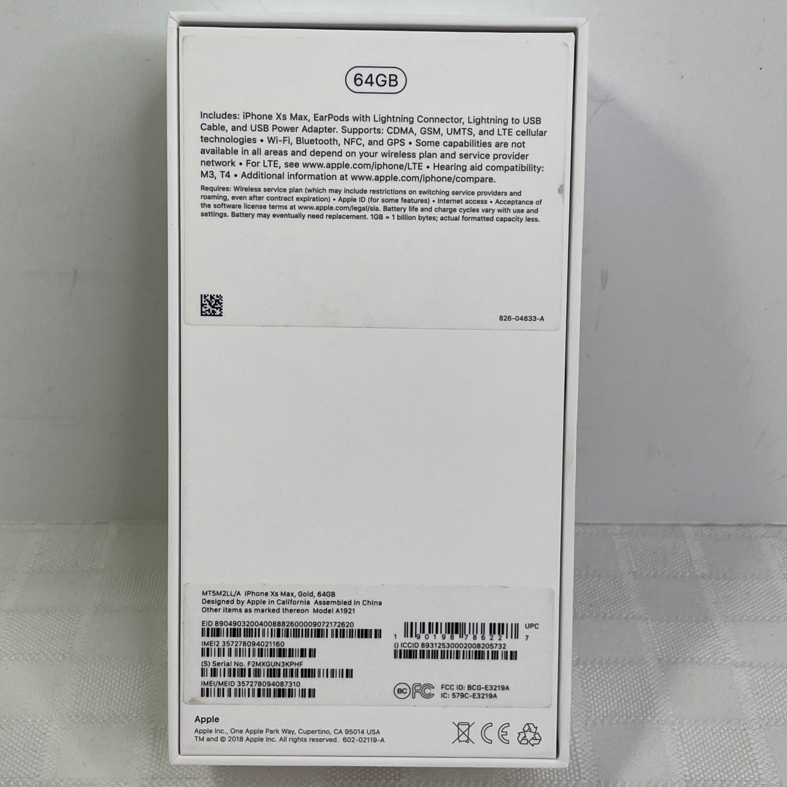 Apple iPhone XS Max 64GB Gold Box Only