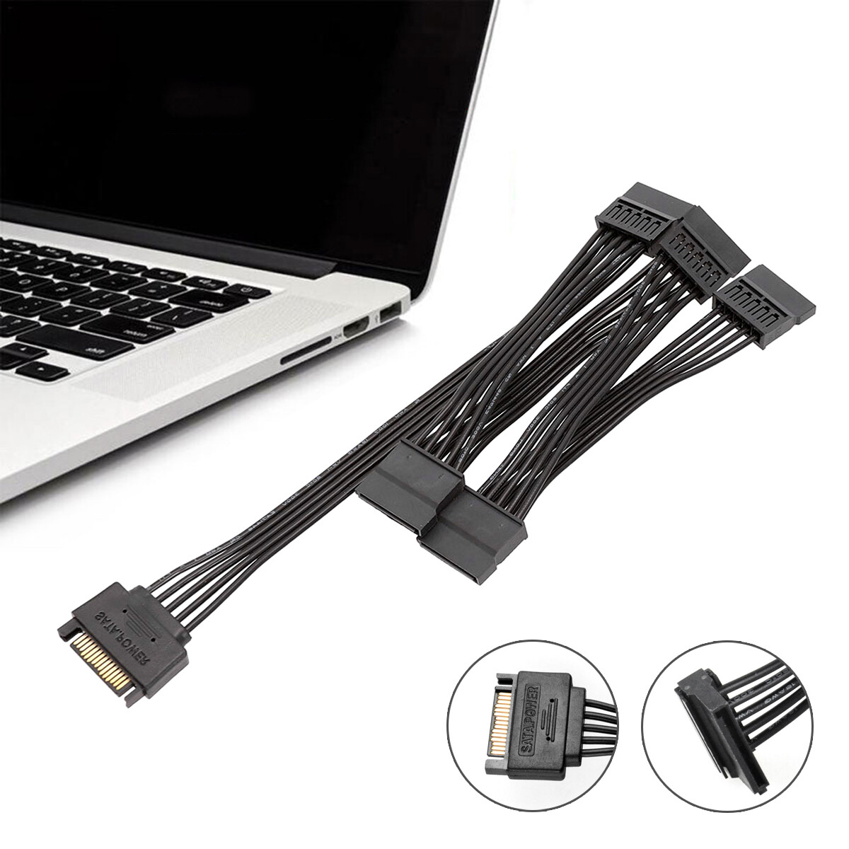 15 Pin SATA Power 1 Male To 5 Female Splitter Hard Drive Cable for HDD SSD