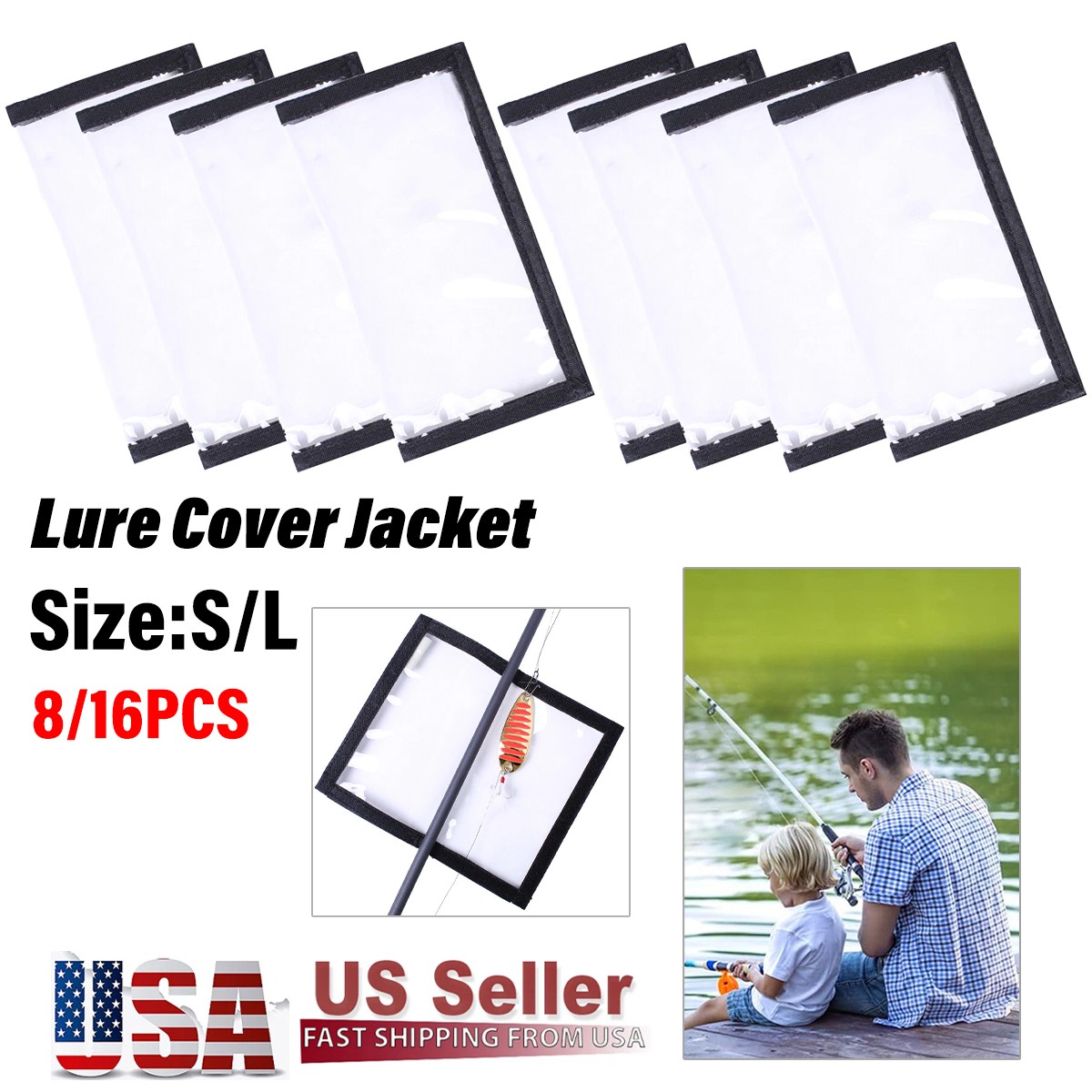 8/16PCS Fishing Lure Wraps includes lure cover, lure protector,Lure Cover Jacket